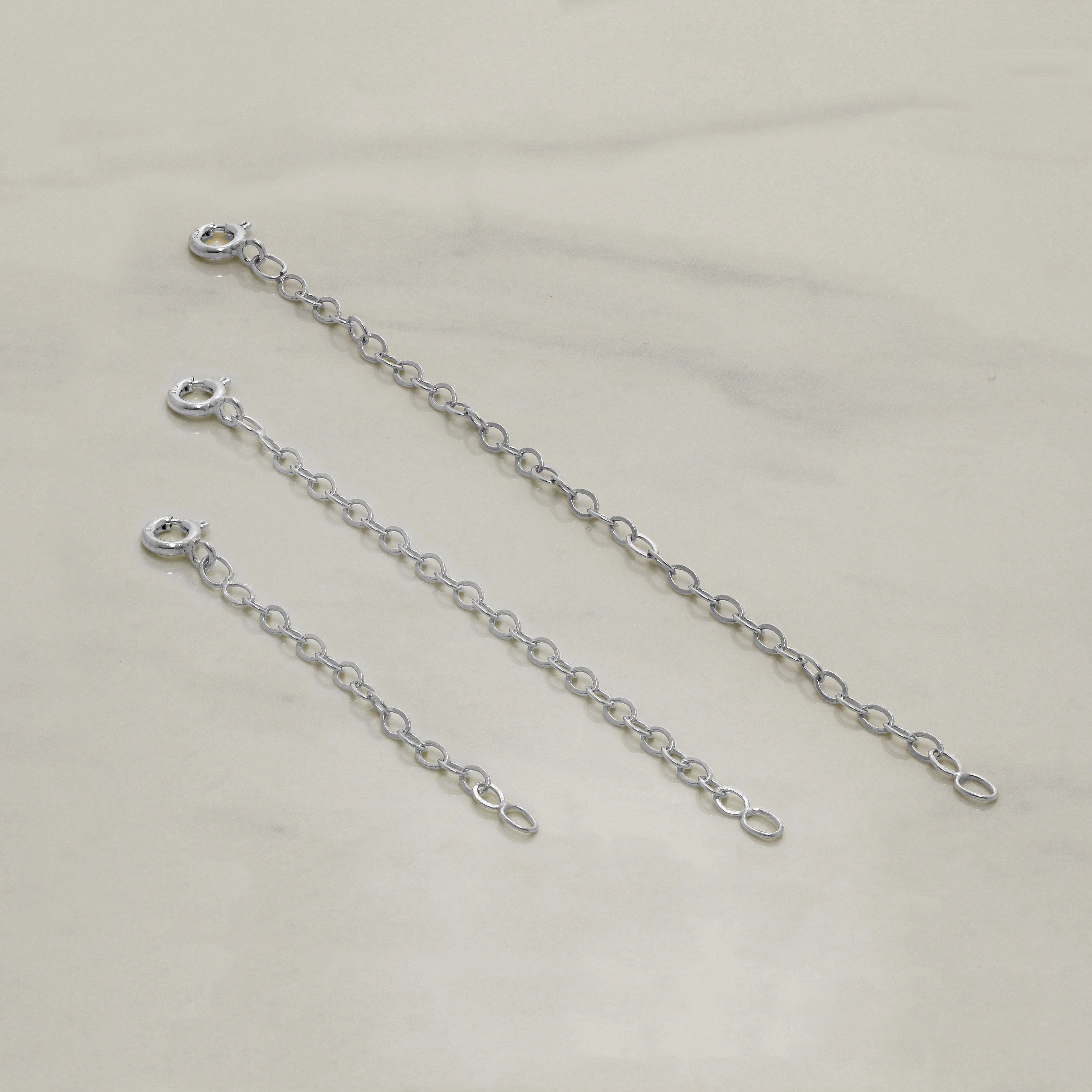 2-4 Inch Sterling Silver Belcher Extender - Bolt Clasp - Image 2