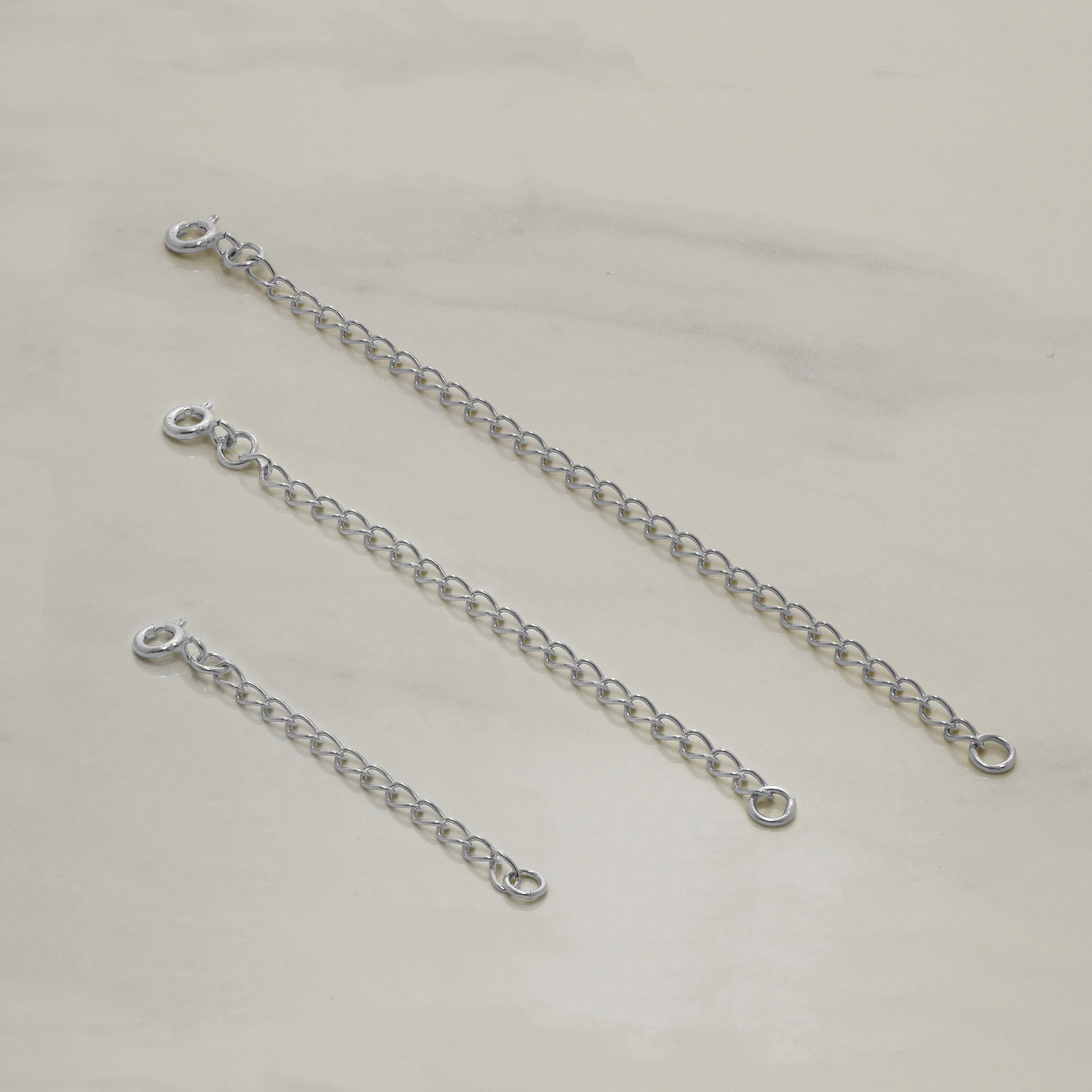 2-4 Inch Sterling Silver Curb Extender Chain with Bolt Clasp - Image 2