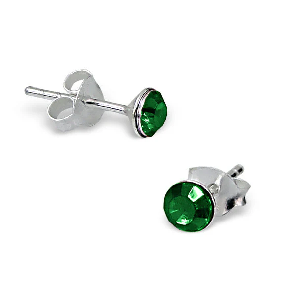 4mm Round Crystal Sterling Silver Stud Earrings - Image 8