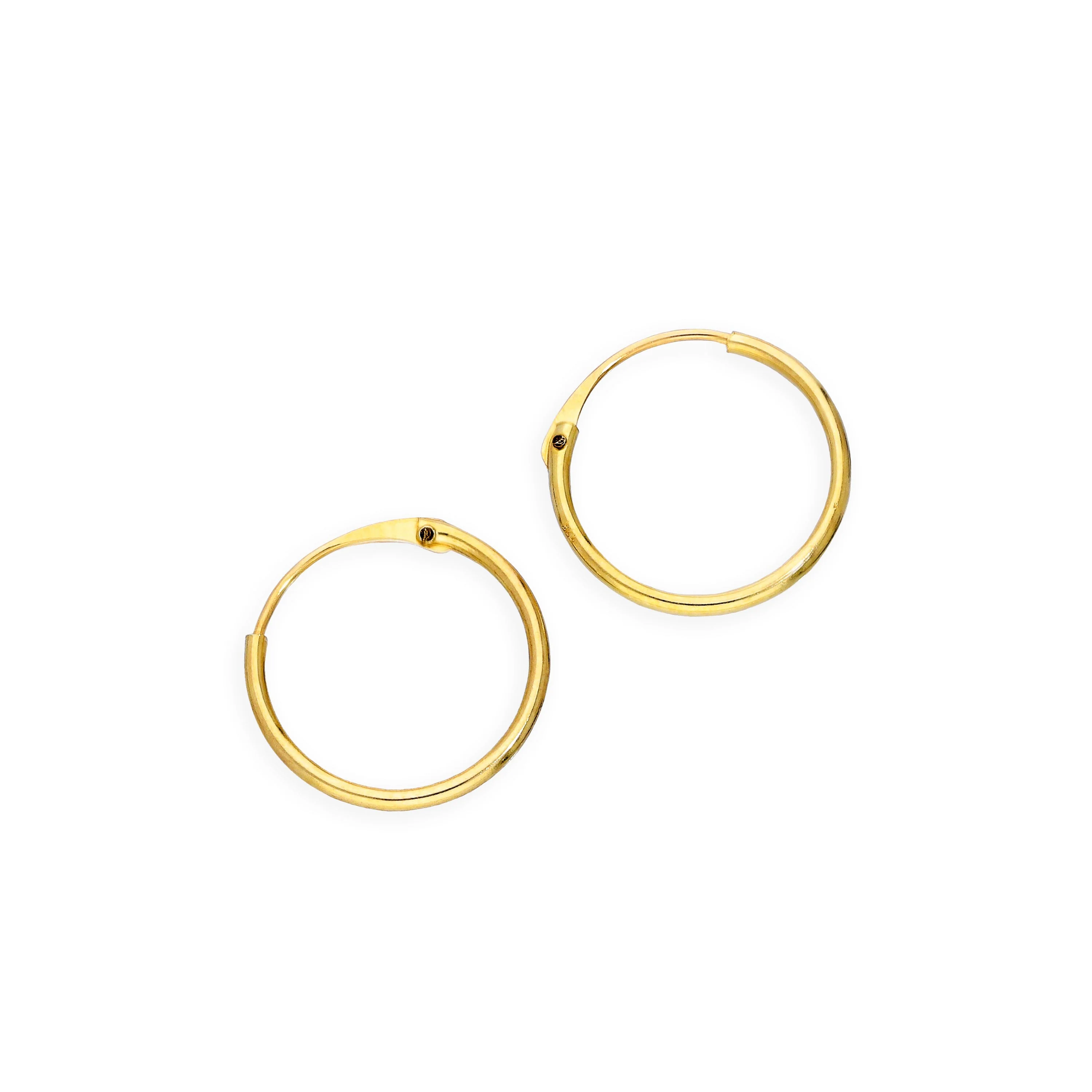 9ct Gold 0.8mm Tube Hoop Earrings 8mm - 20mm - Image 2