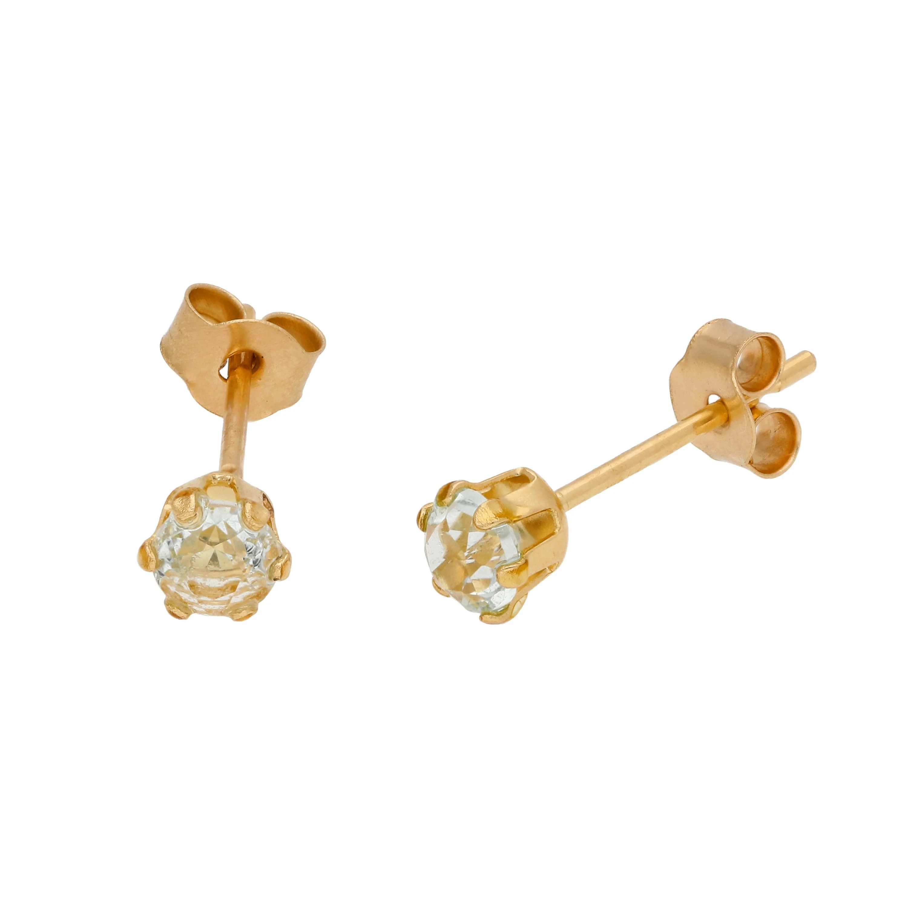 9ct Gold & 3mm Round Gemstone Stud Earrings - Image 3