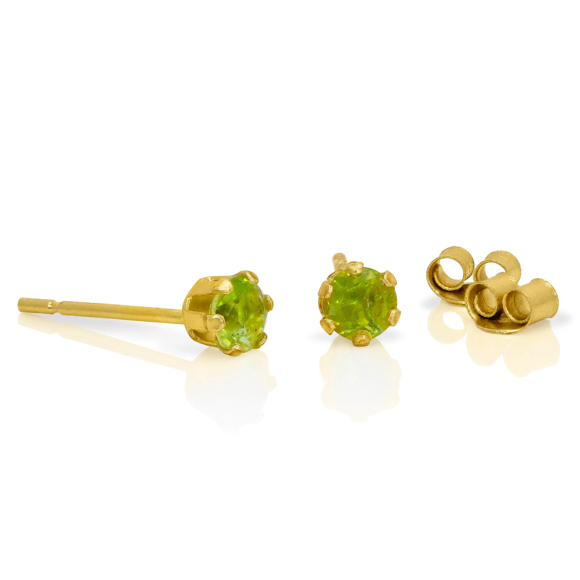 9ct Gold & 3mm Round Gemstone Stud Earrings - Image 4