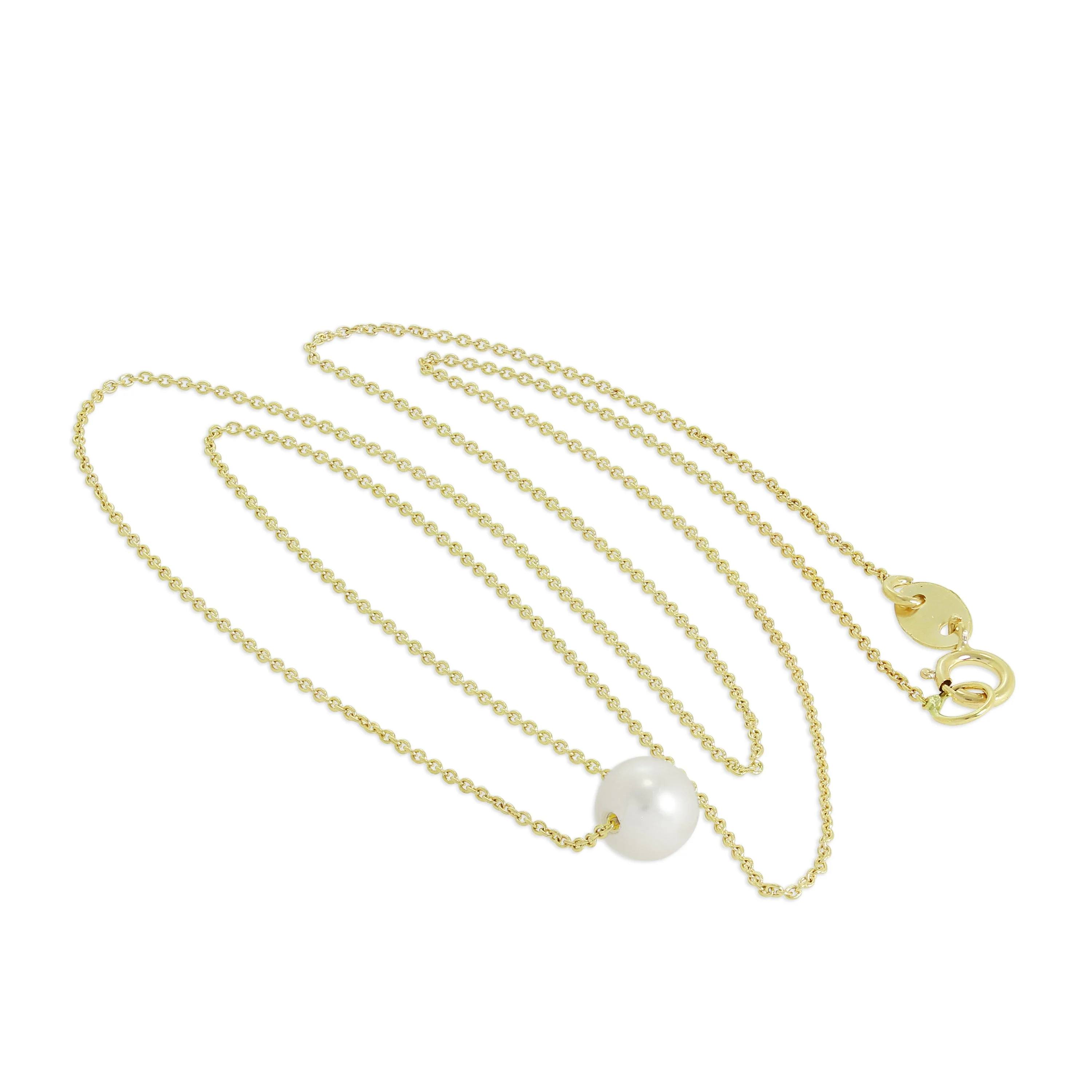 9ct Gold & 5mm Pearl 17 Inch Necklace - Image 2