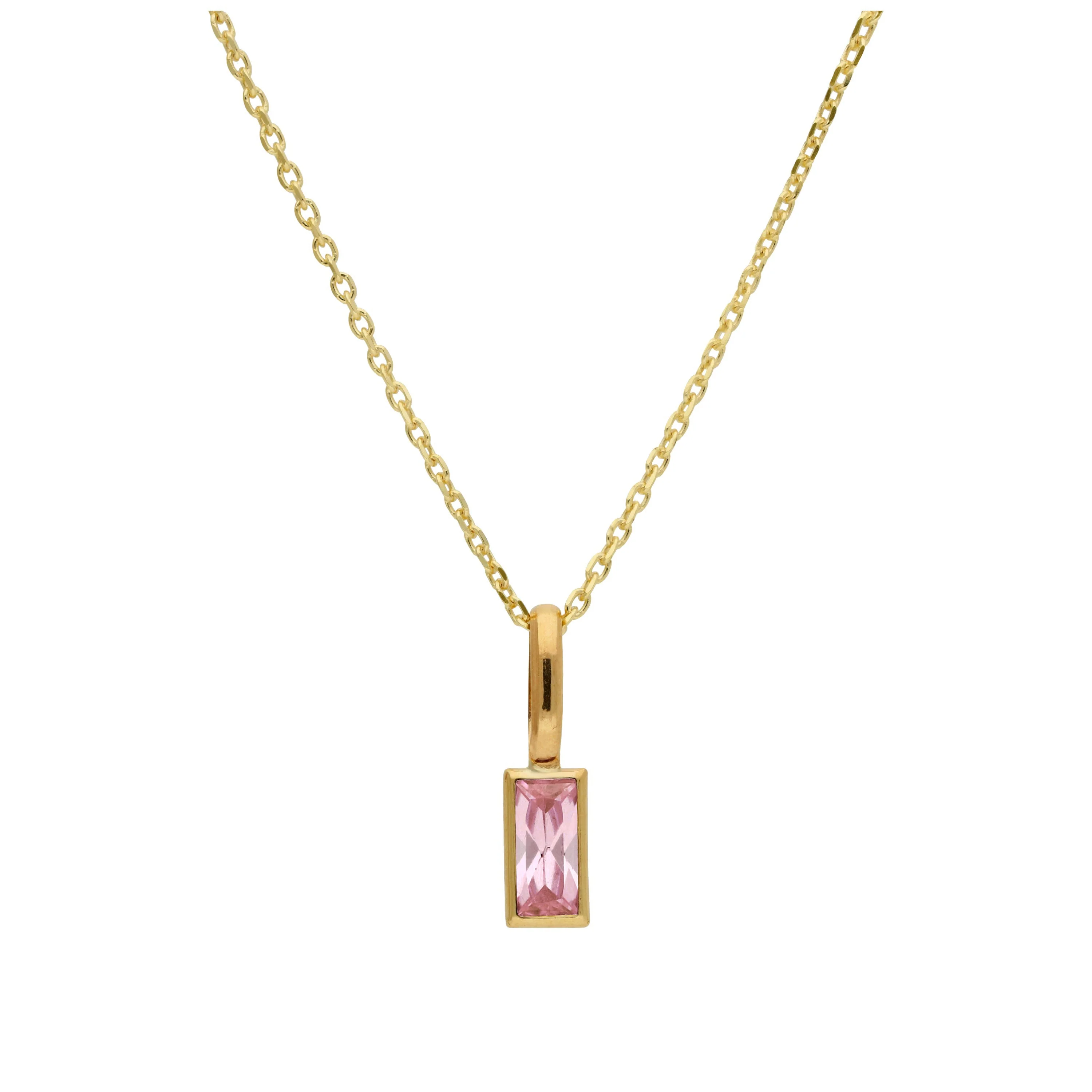 9ct Gold Baguette Tourmaline CZ Necklace 16 - 20 Inches