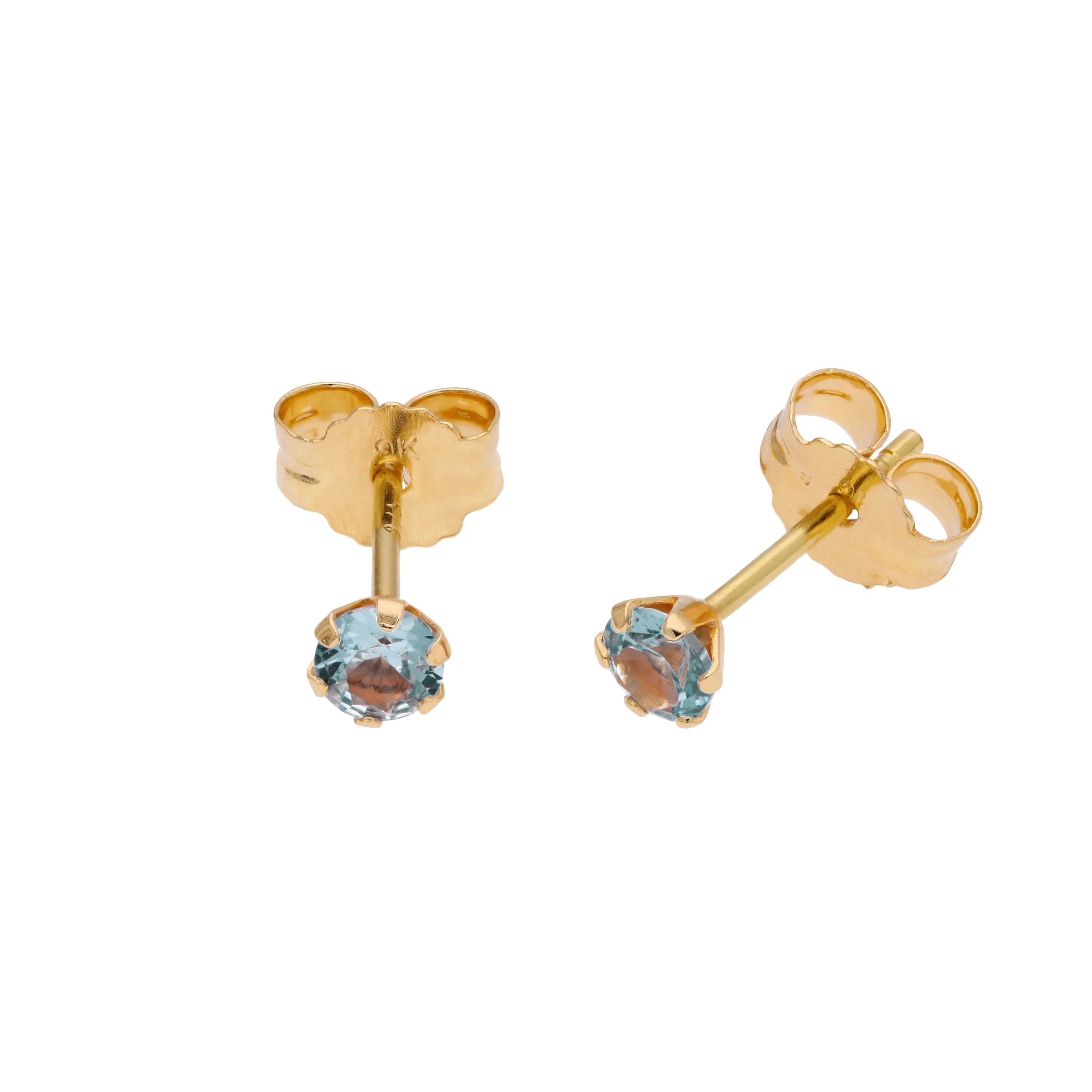 9ct Gold Birthstone CZ Round Claw Stud Earrings - Image 3