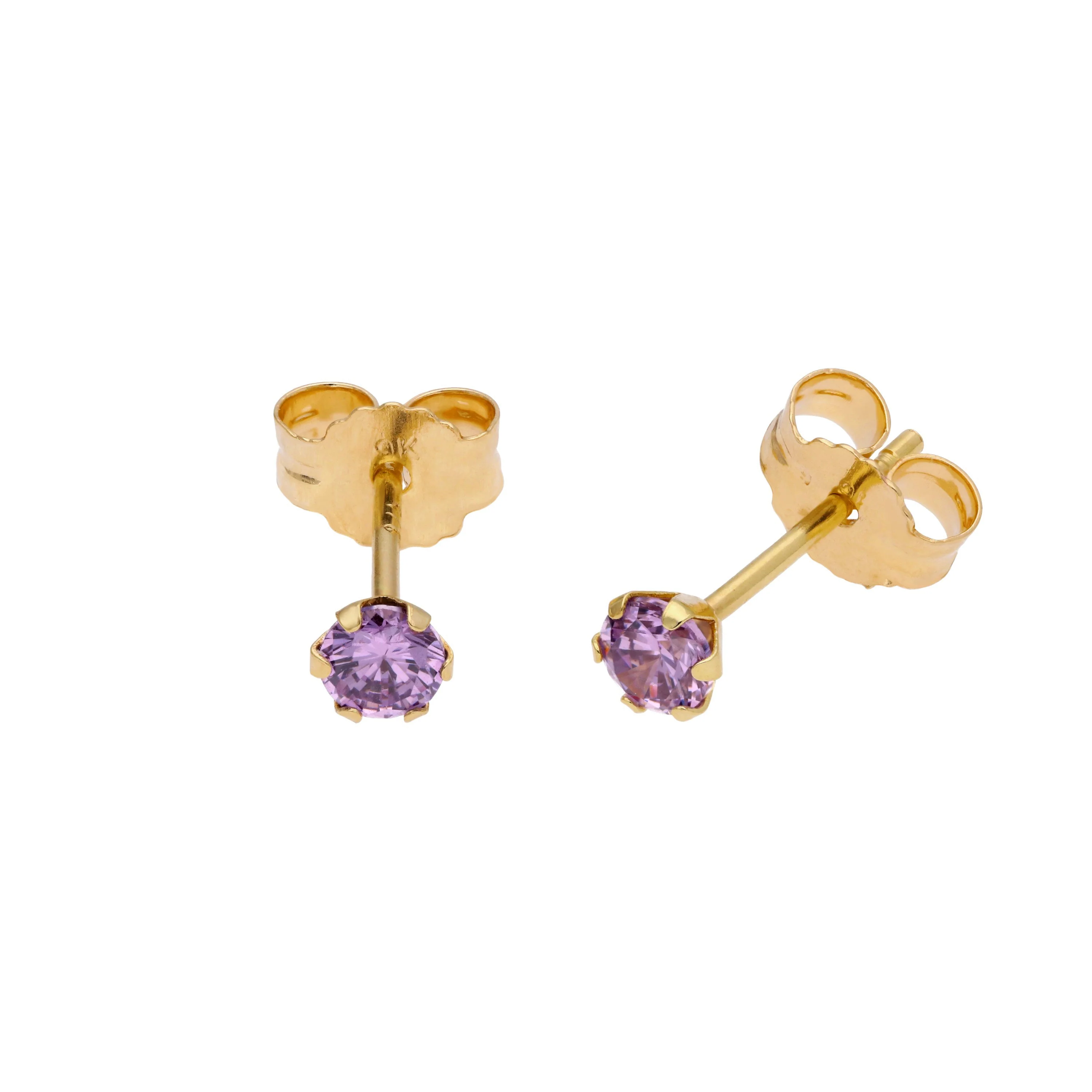 9ct Gold Birthstone CZ Round Claw Stud Earrings - Image 4