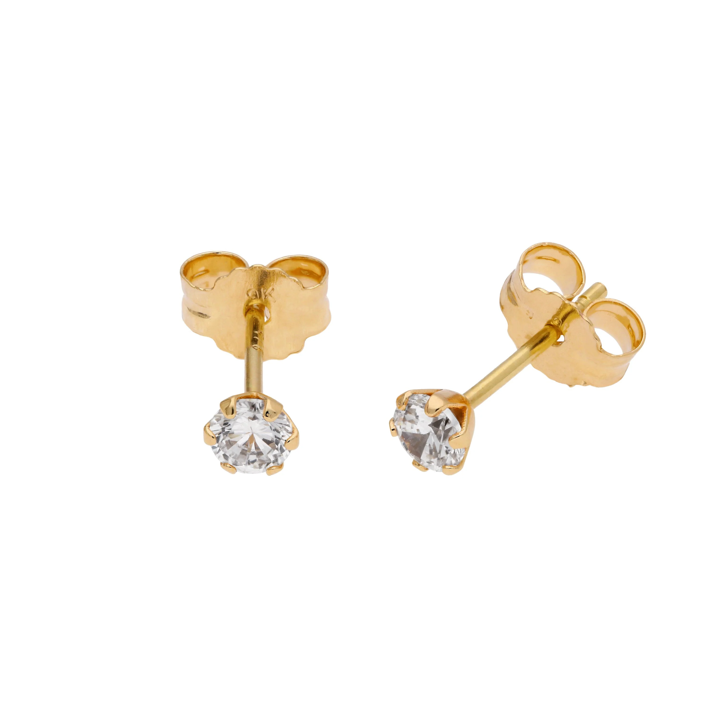 9ct Gold Birthstone CZ Round Claw Stud Earrings - Image 7