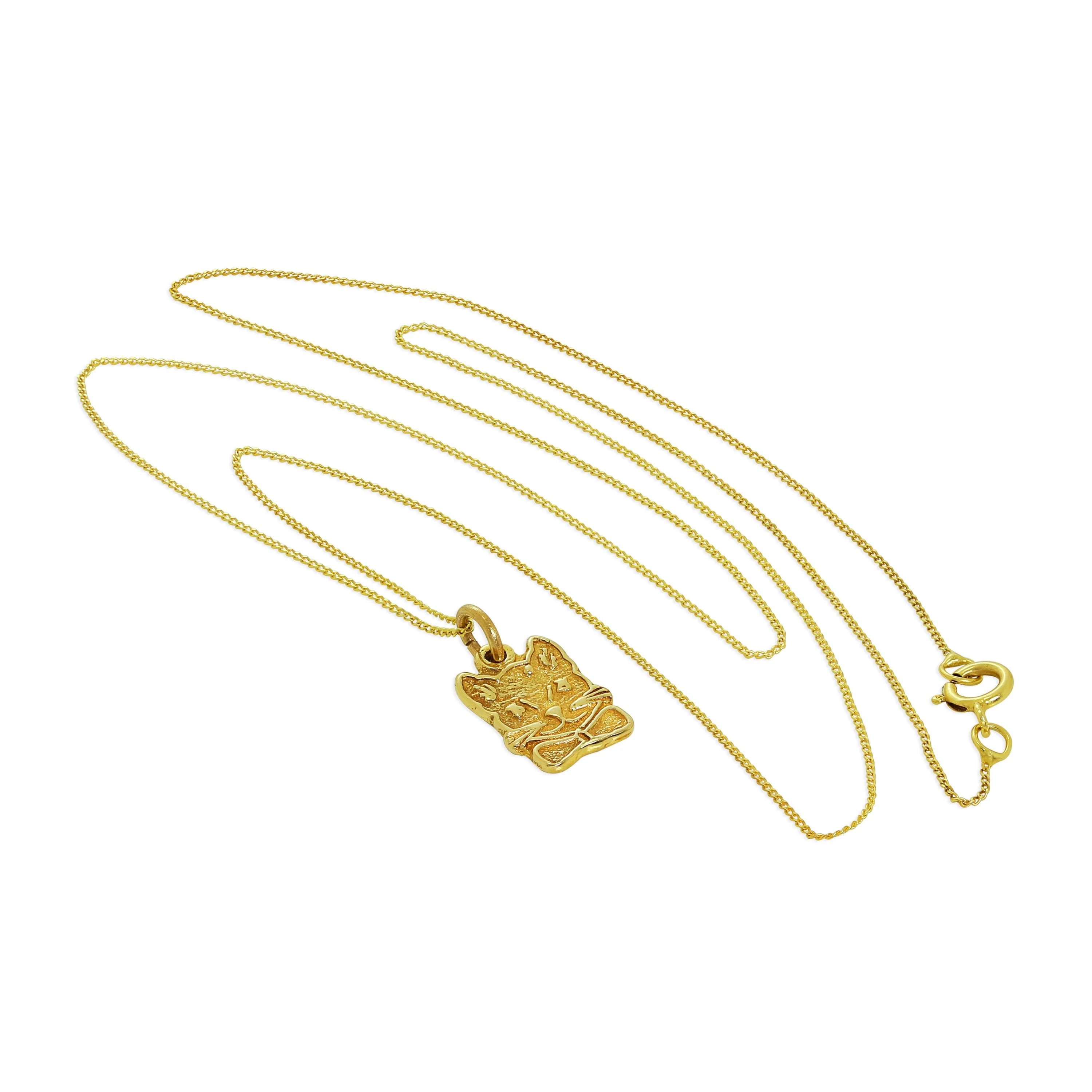 9ct Gold Cat Necklace - 18 Inch Chain - Image 3