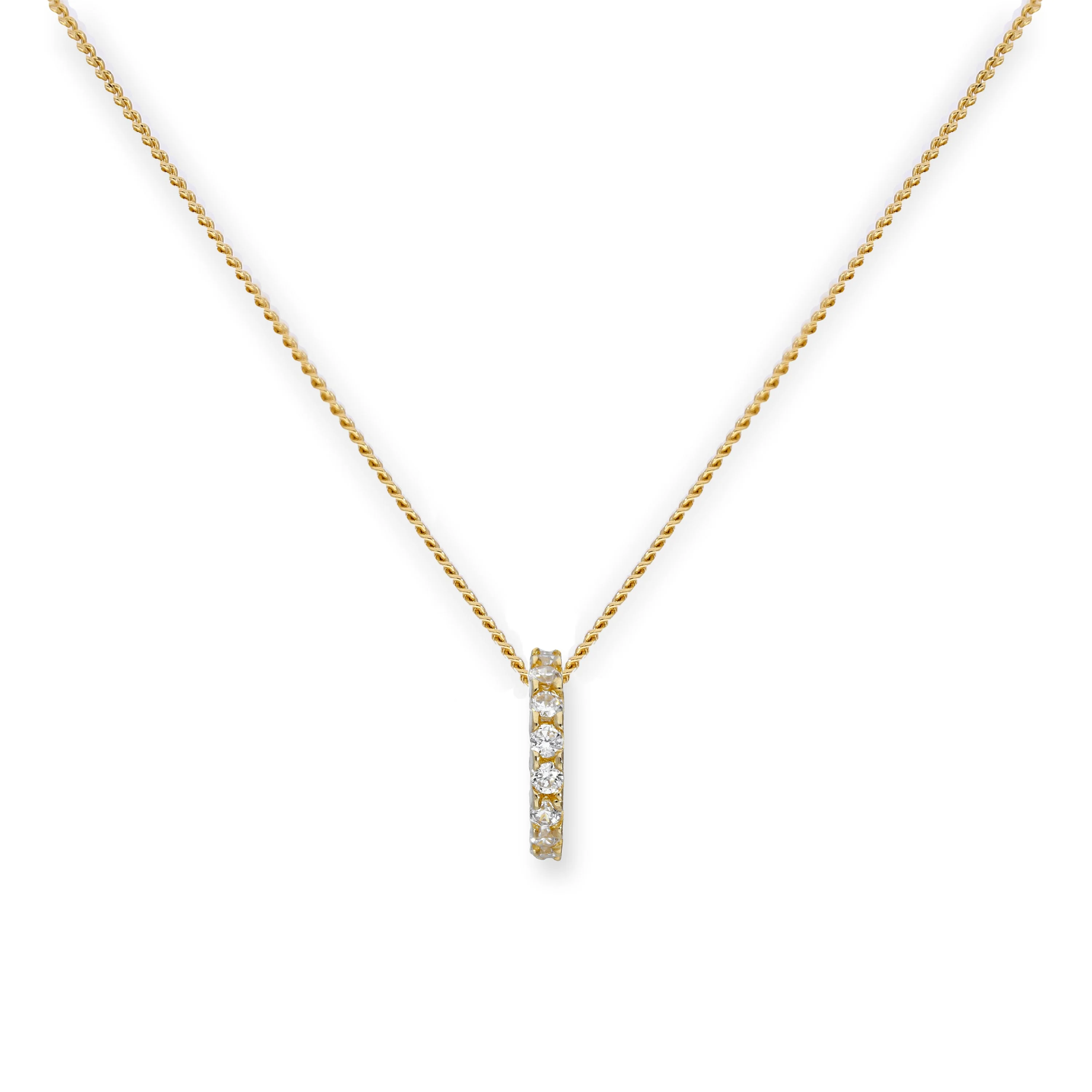 9ct Gold & Clear CZ Crystal Wheel Pendant Necklace 16 - 20 Inches