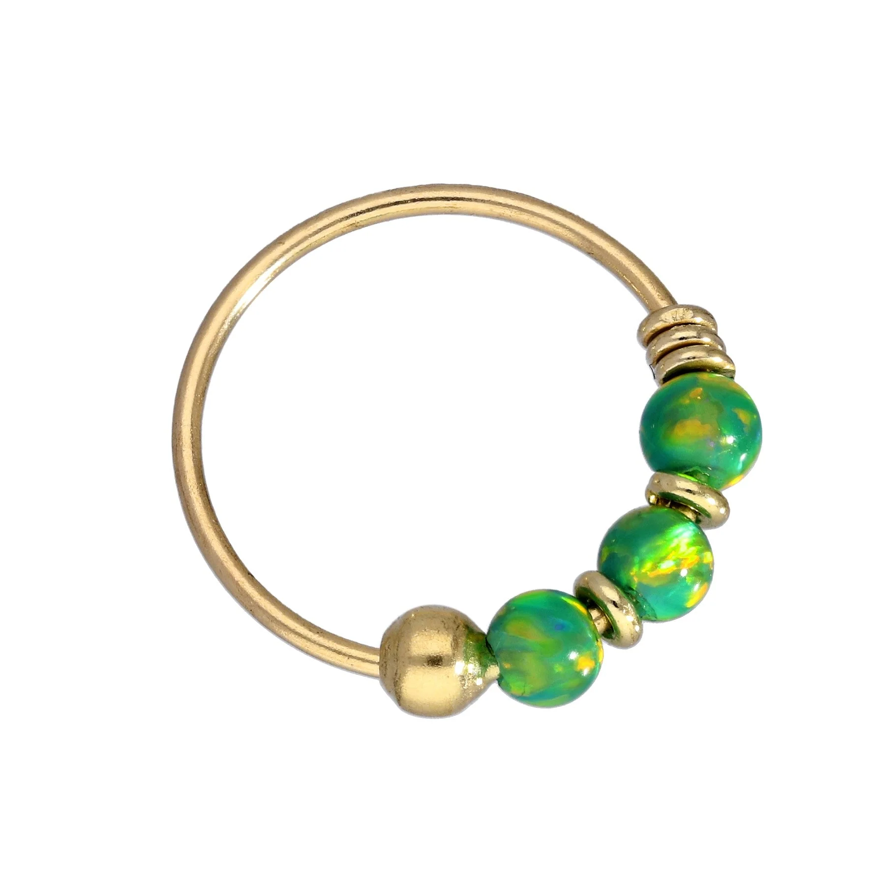 9ct Gold & Coloured Opal Stone Nose Rings Jade Blue Green Pink Orange Purple - Image 2