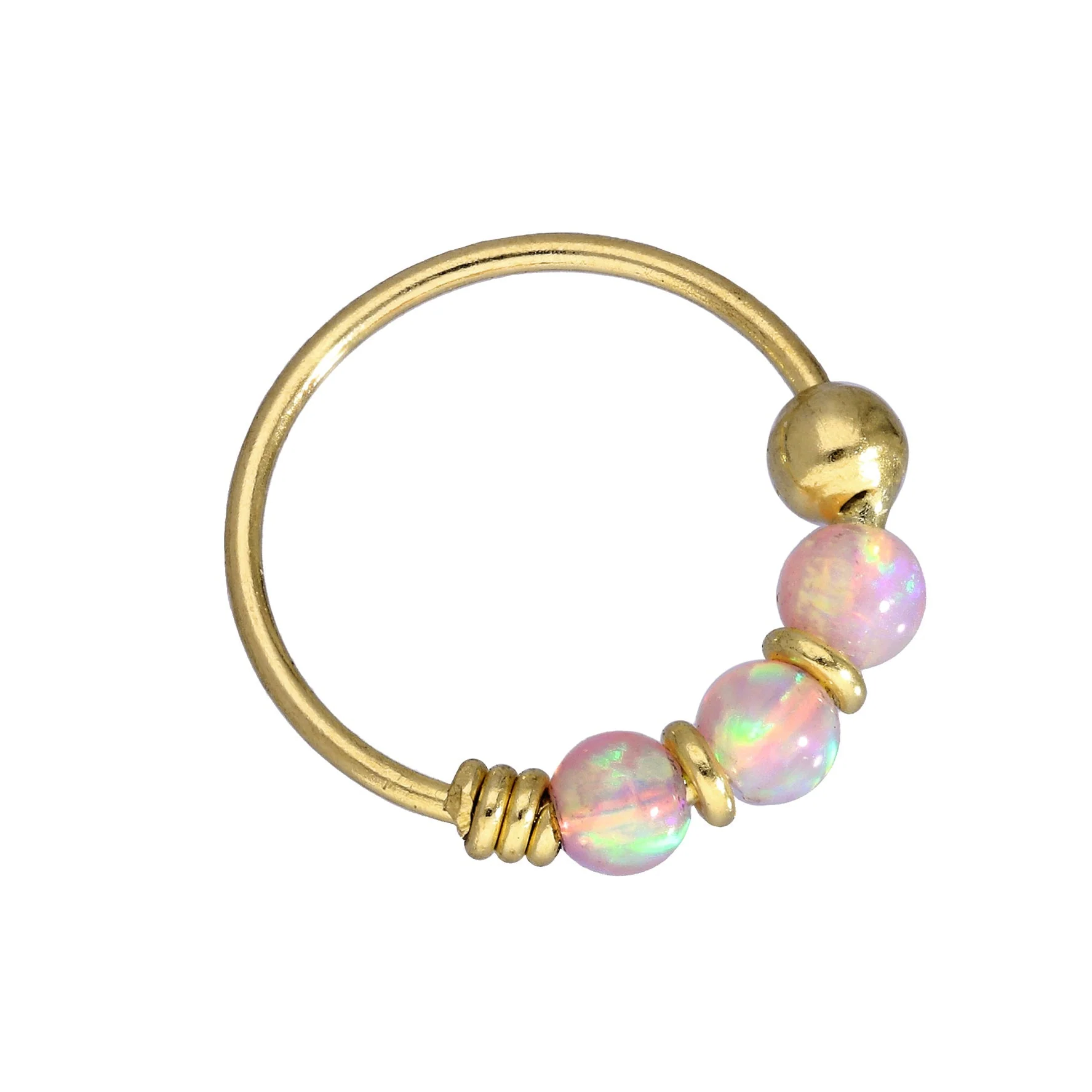 9ct Gold & Coloured Opal Stone Nose Rings Jade Blue Green Pink Orange Purple - Image 7