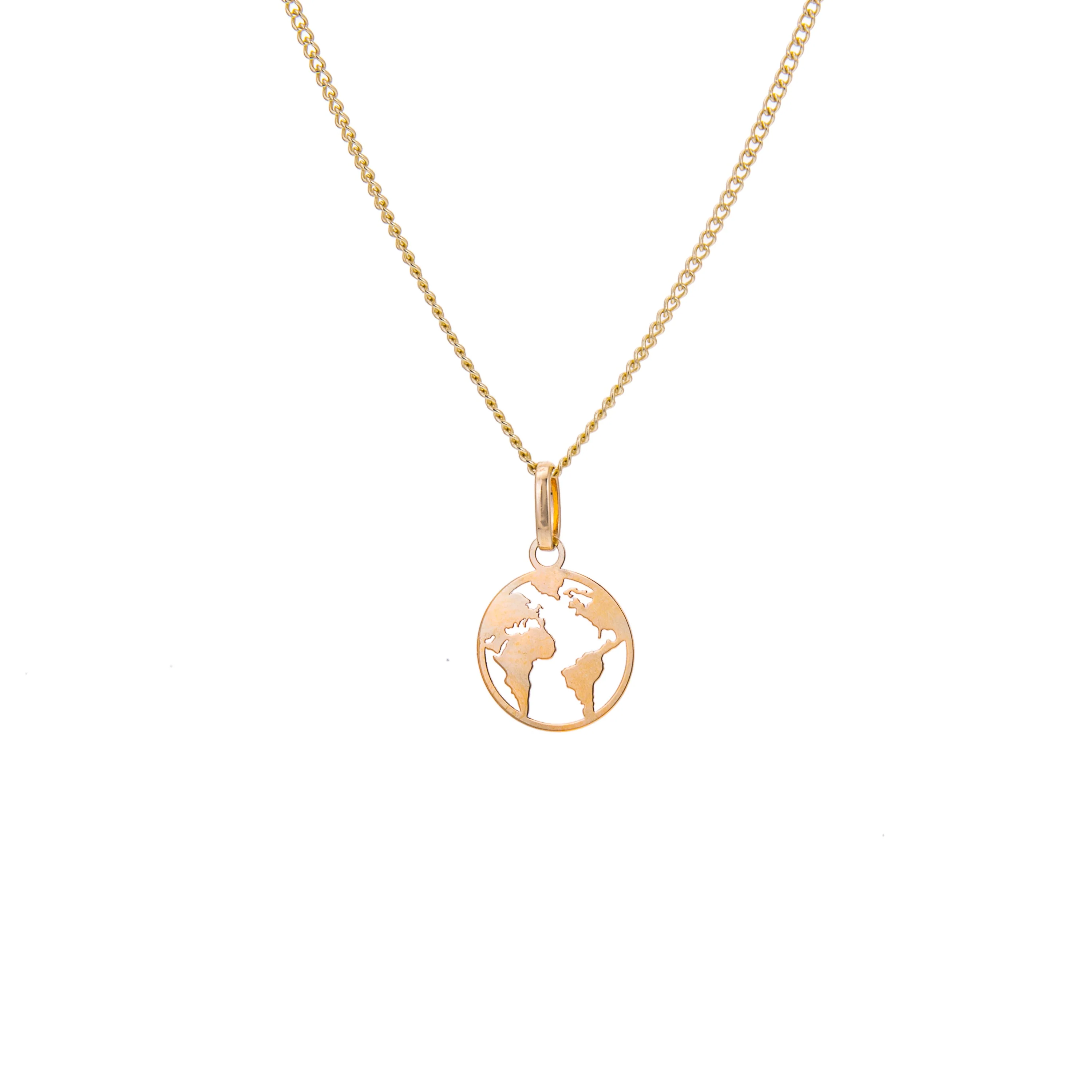 9ct Gold Cut Out World Necklace - 16 - 18 Inches