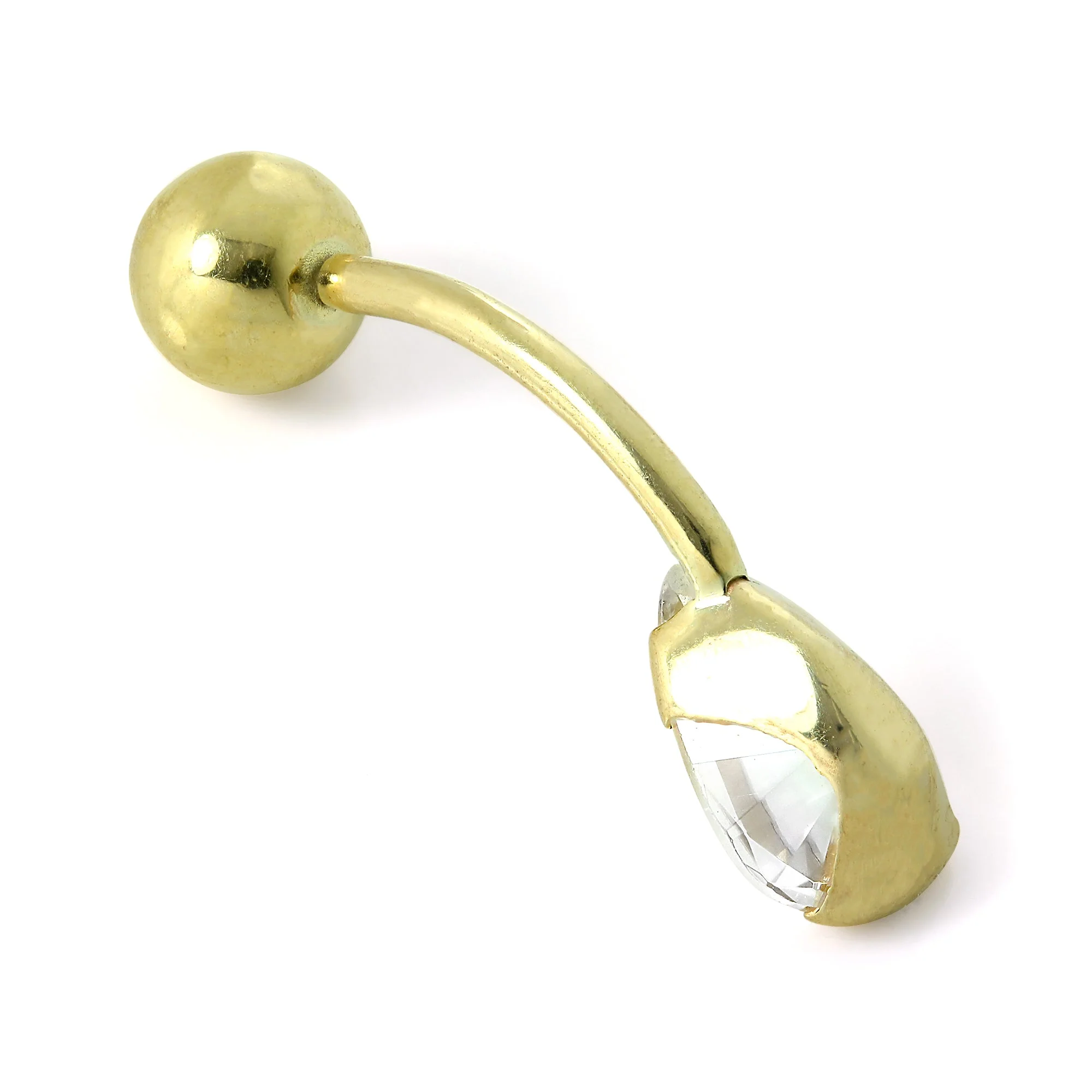 9ct Gold & CZ Crystal Pear Drop Belly Bar - Image 2
