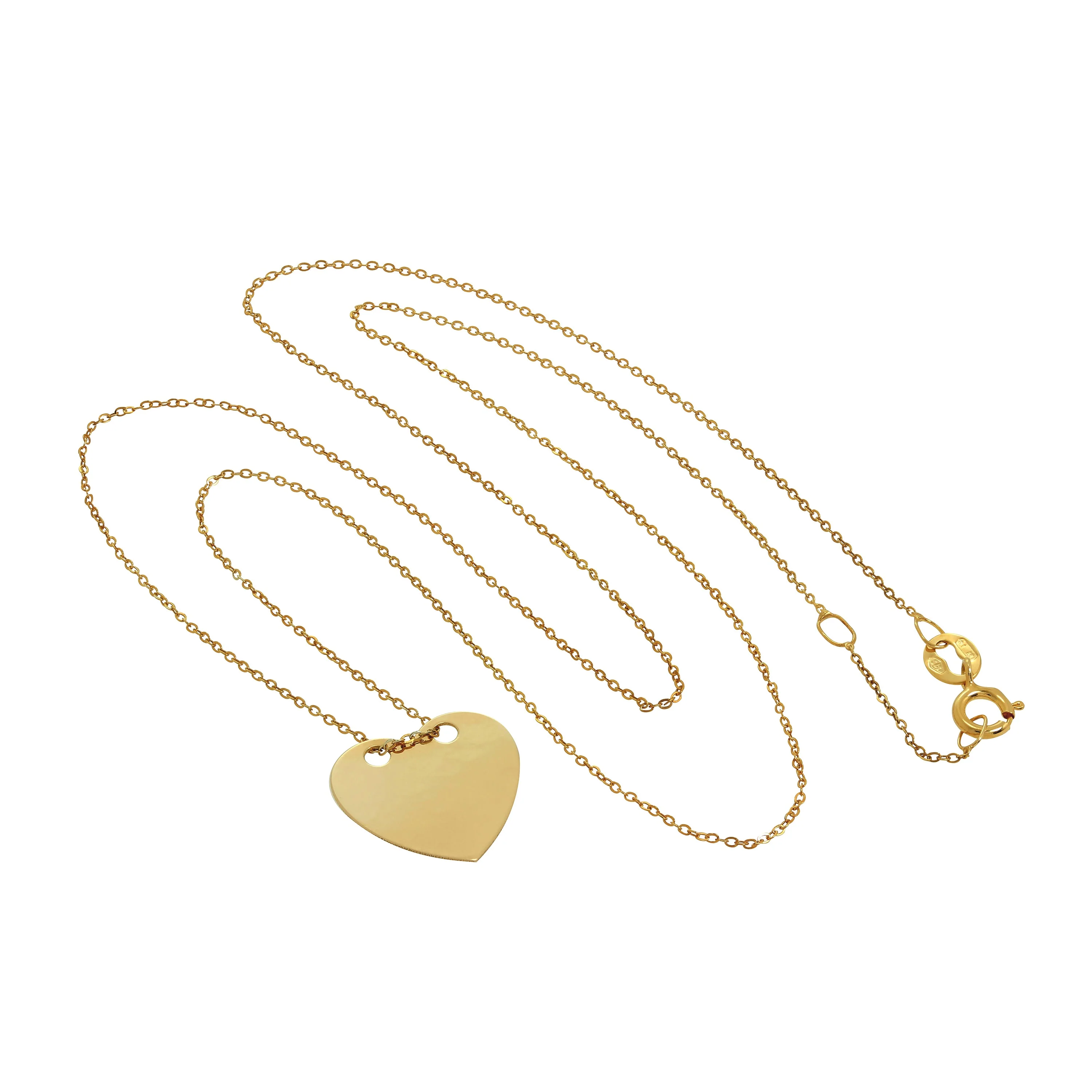 9ct Gold Engravable Heart Necklace 16 Inches - Image 2
