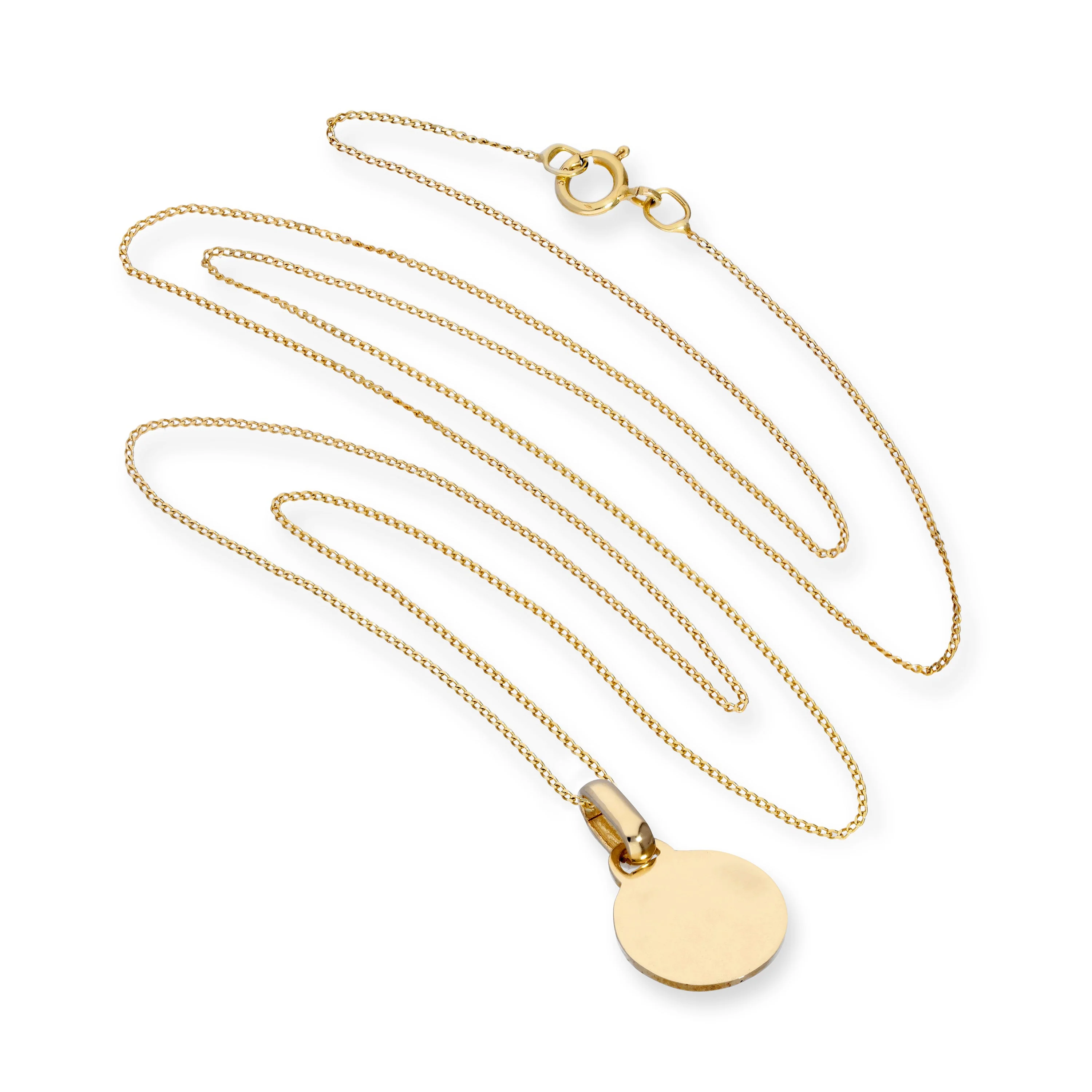 9ct Gold Engravable Round Pendant Necklace 16 - 20 Inches - Image 2