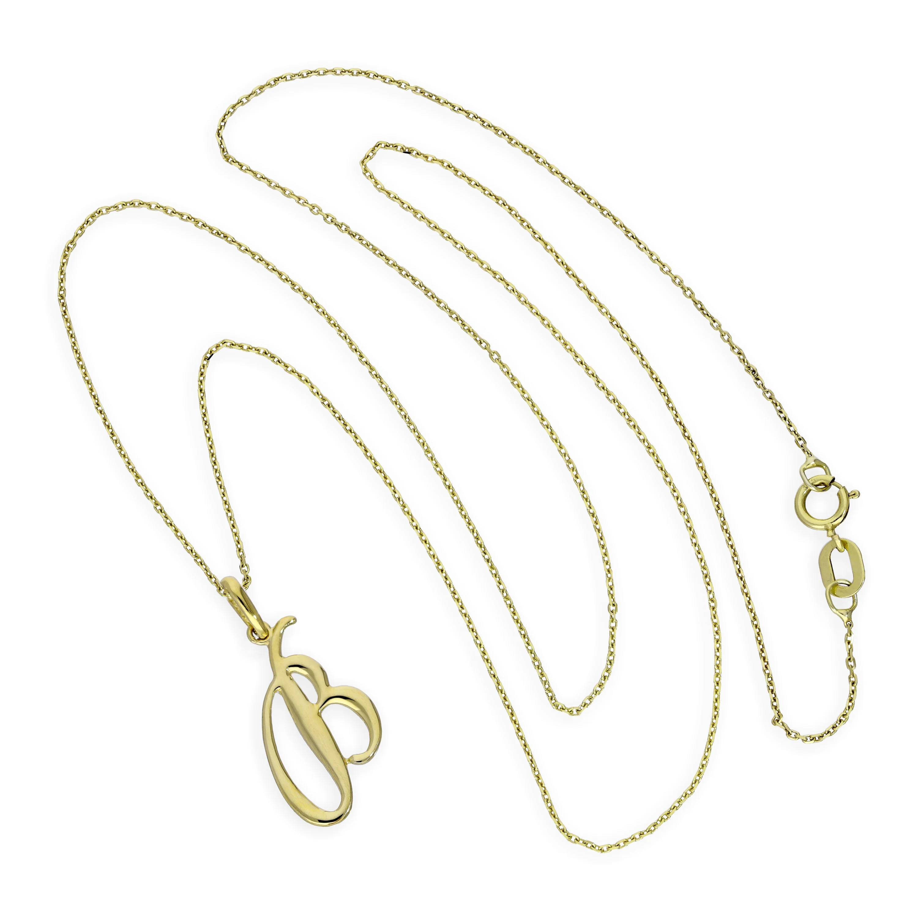 9ct Gold Fancy Calligraphy Script Letter B Pendant Necklace 16 - 20 Inches - Image 2