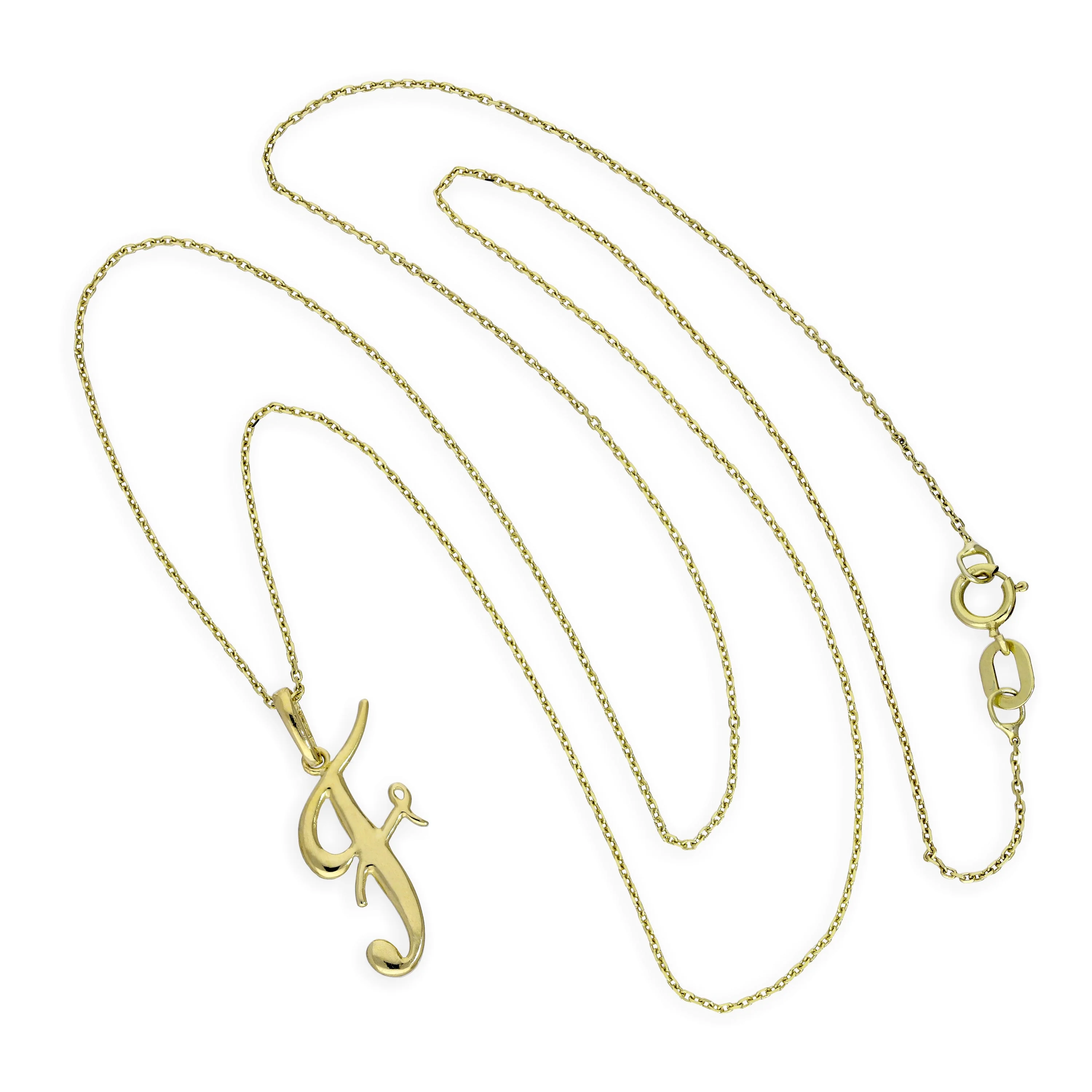 9ct Gold Fancy Calligraphy Script Letter F Pendant Necklace 16 - 20 Inches - Image 2