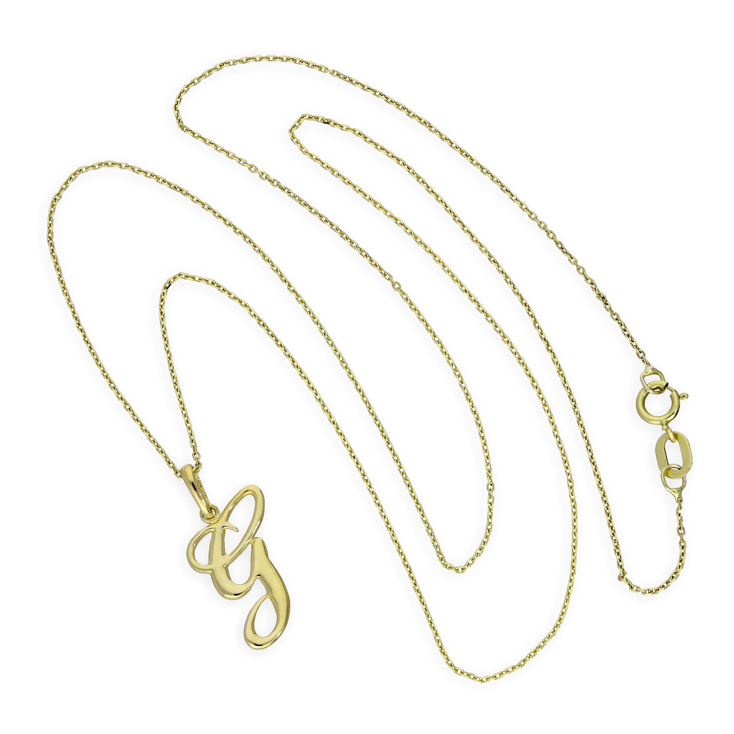 9ct Gold Fancy Calligraphy Script Letter G Pendant Necklace 16 - 20 Inches - Image 2