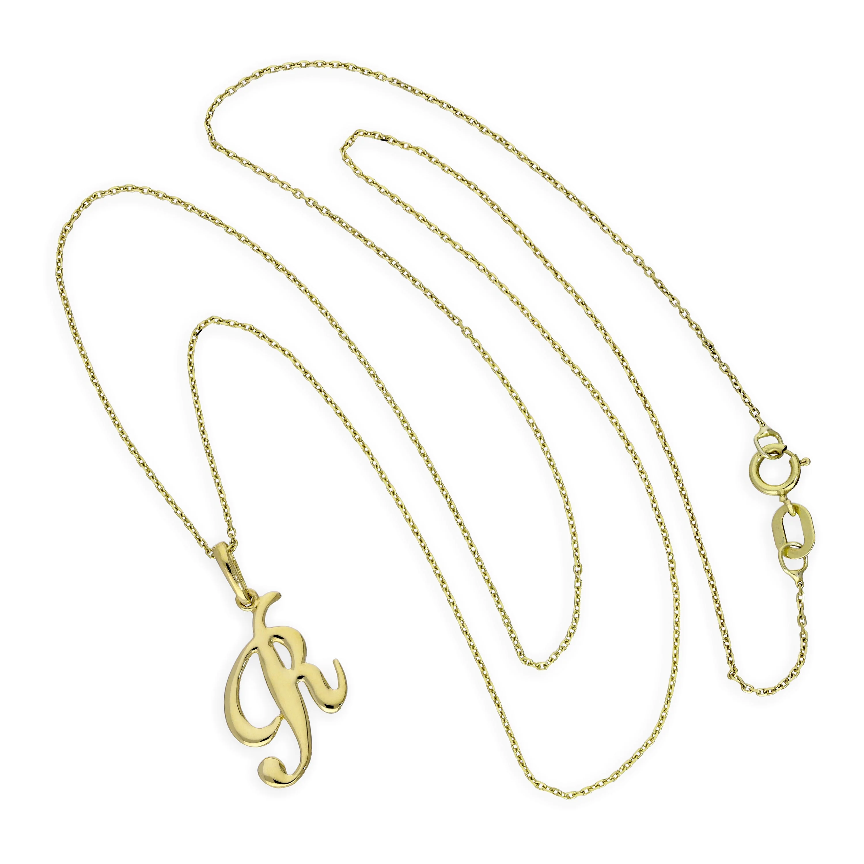 9ct Gold Fancy Calligraphy Script Letter R Pendant Necklace 16 - 20 Inches - Image 2
