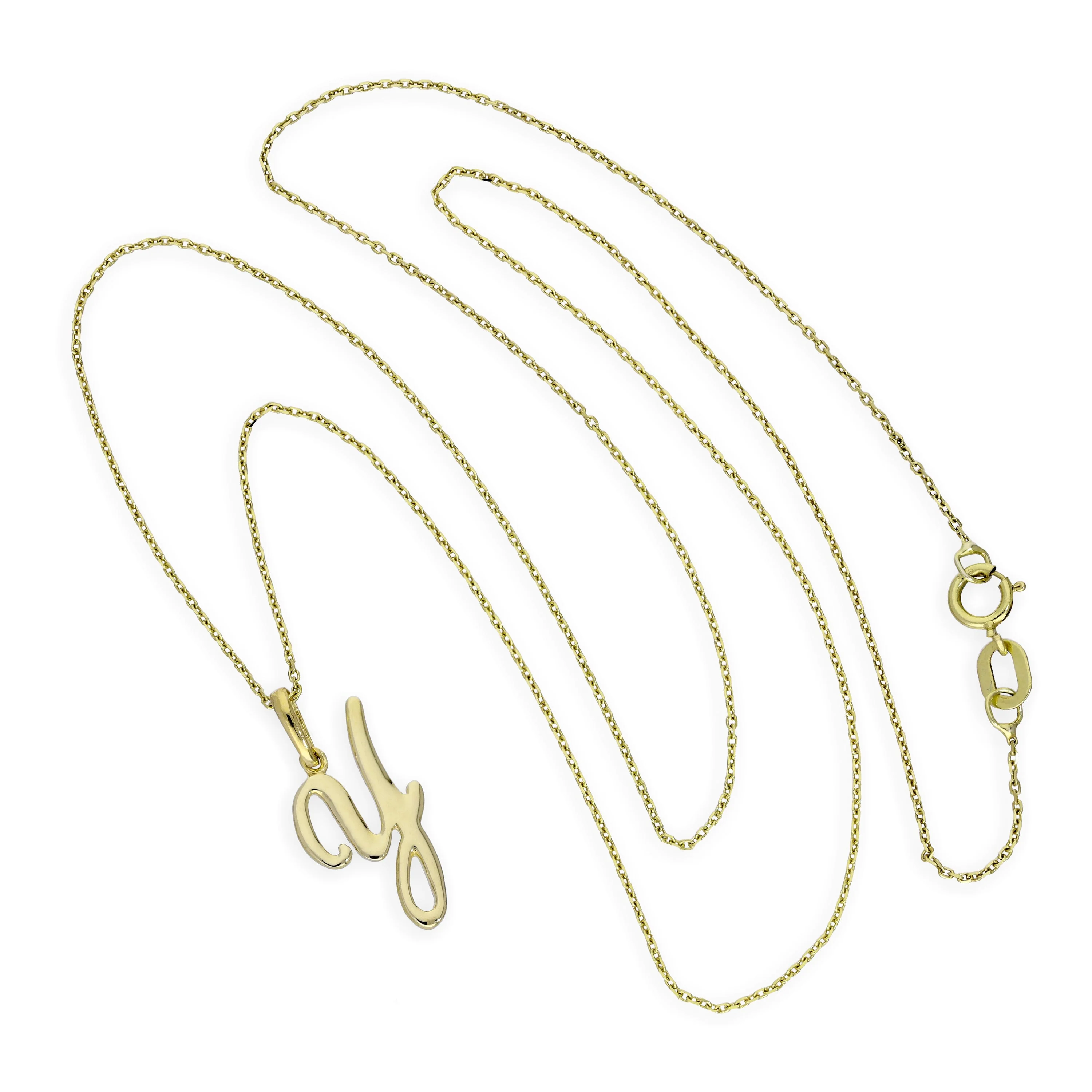 9ct Gold Fancy Calligraphy Script Letter Y Pendant Necklace 16 - 20 Inches - Image 2