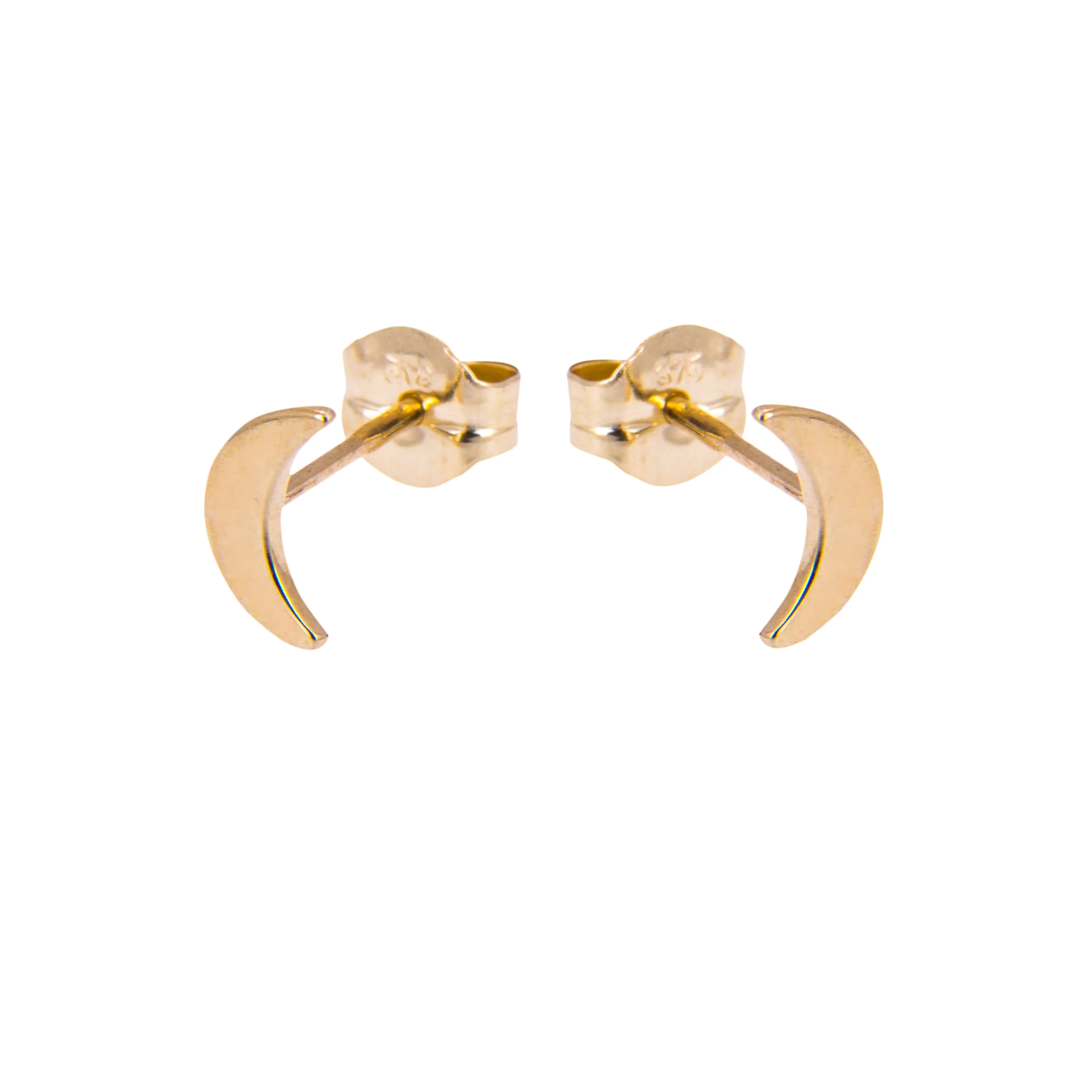 9ct Gold Flat Moon Stud Earrings