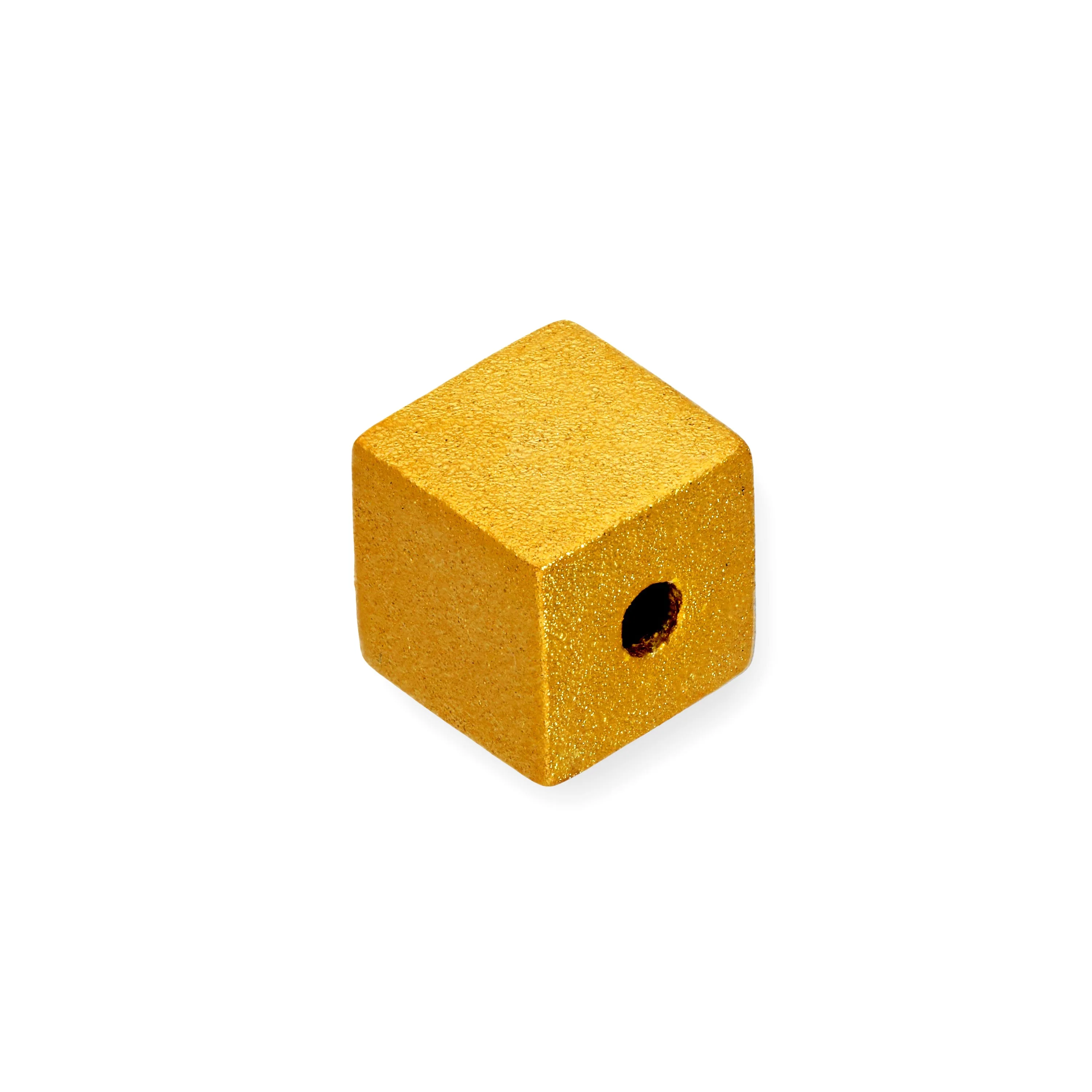 9ct Gold Frosted Cube Bead Charm - Image 3