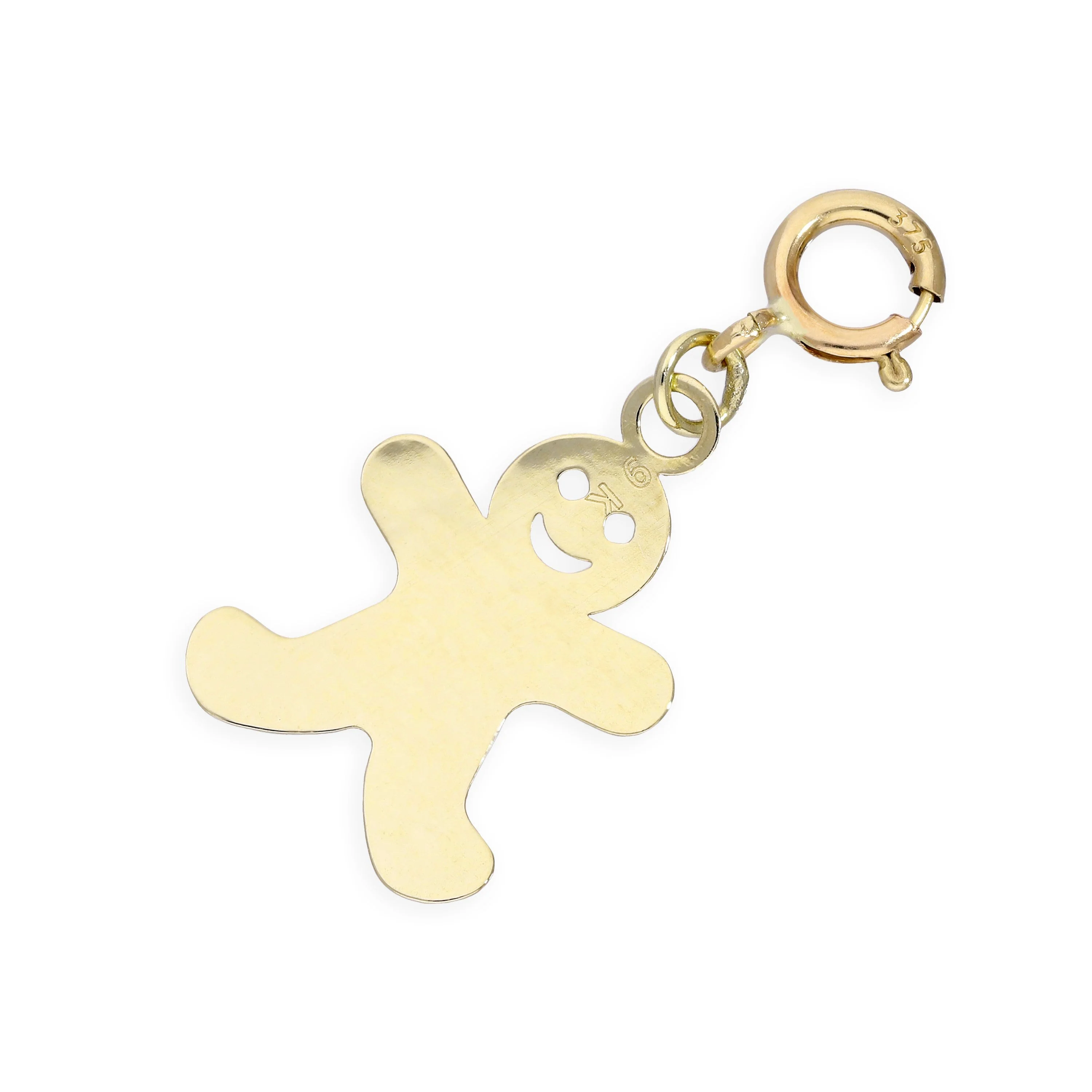 9ct Gold Gingerbread Man Clip on Charm - Image 2