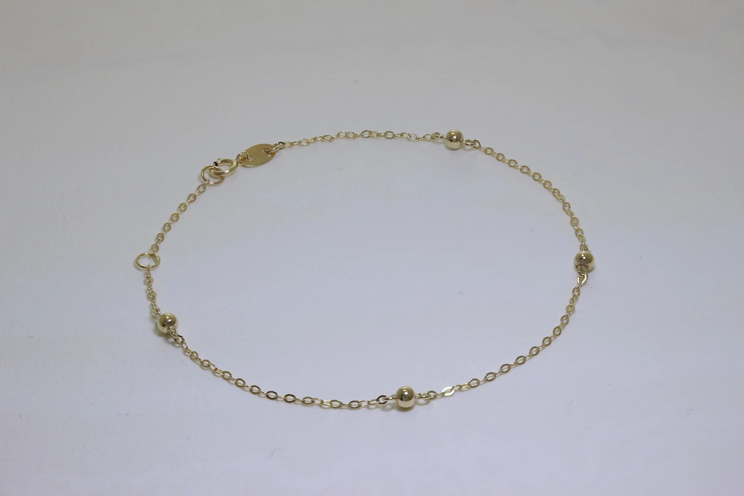 9ct Gold Hammered Trace Bobble 7.5 Inch Extender Bracelet - Image 2