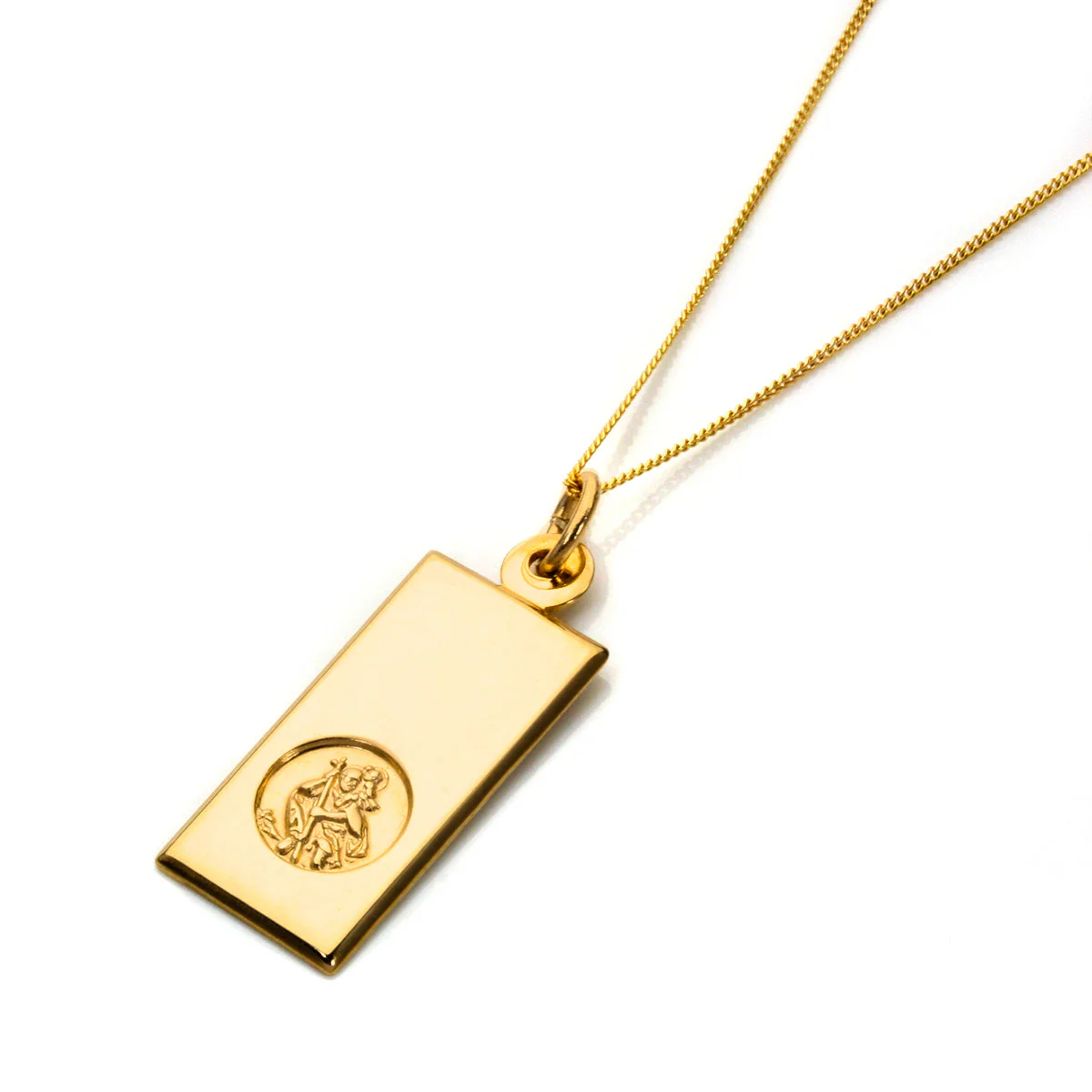 9ct Gold Modern Saint Christopher Pendant - 16 - 18 Inches - Image 2