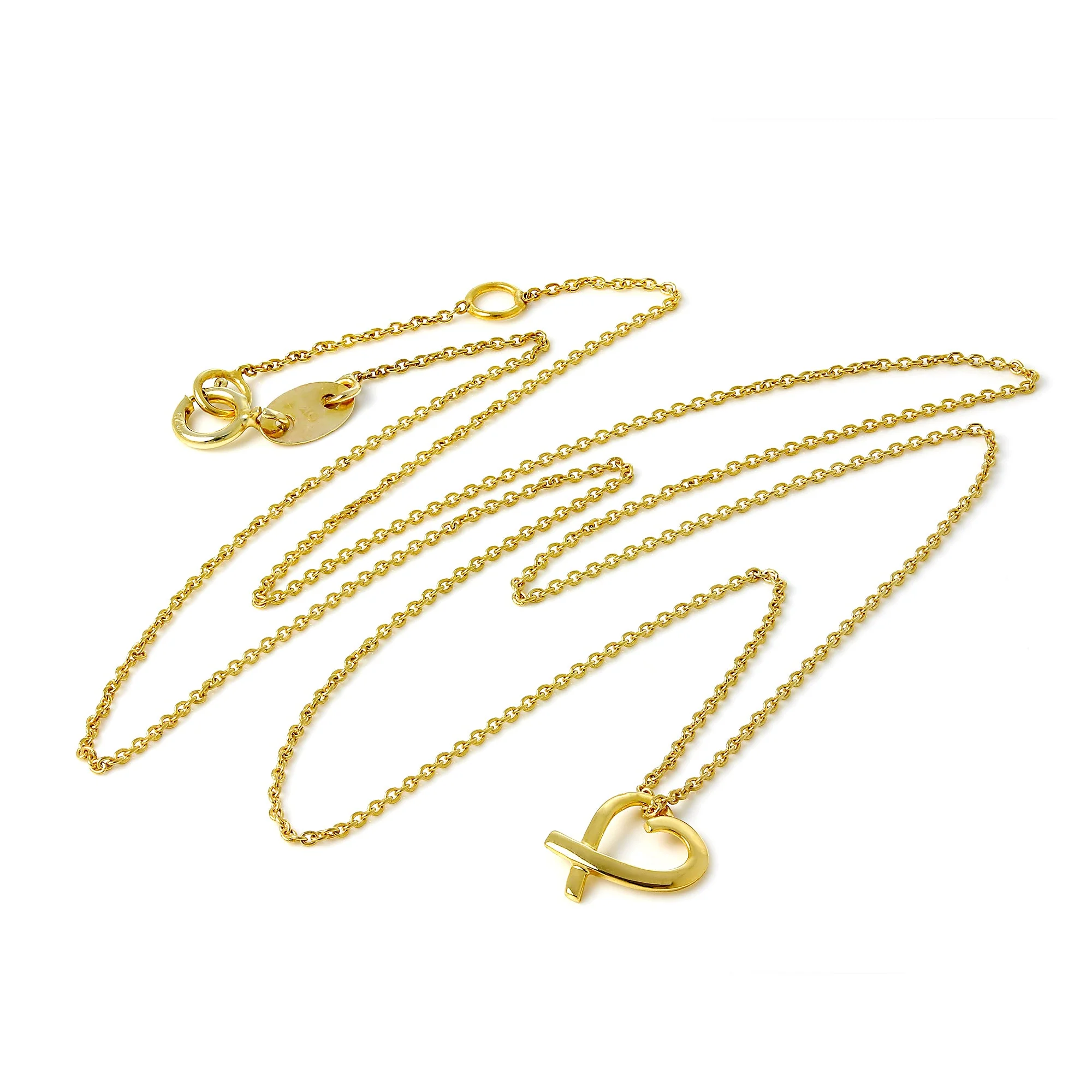 9ct Gold Open Heart Pendant 16 Inch Necklace - Image 2