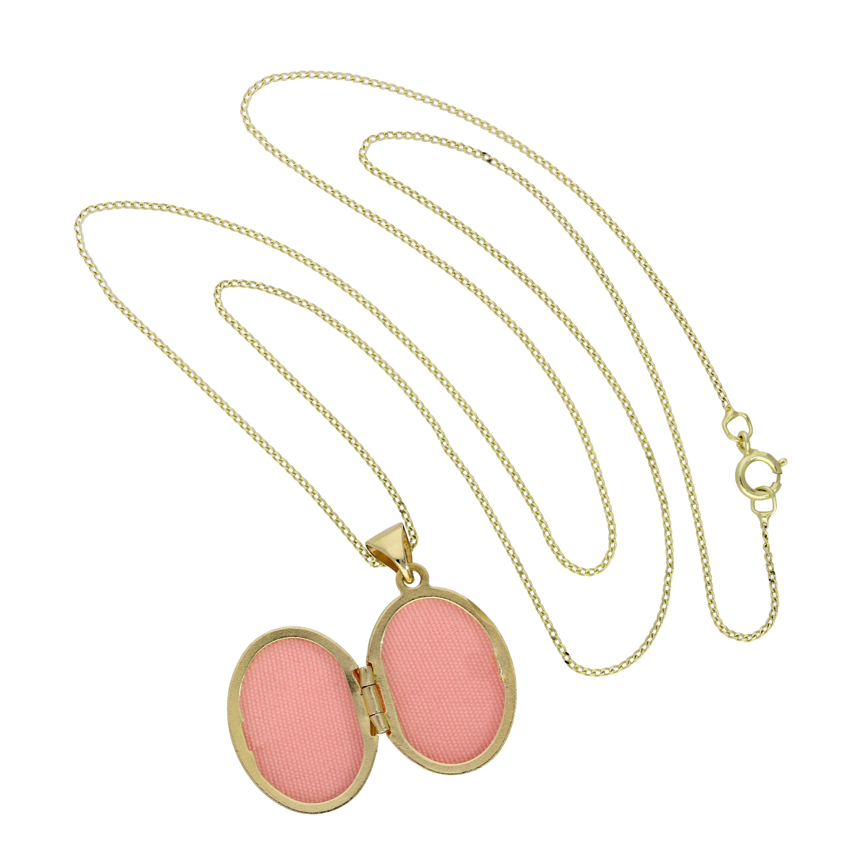 9ct Gold Oval Locket on Chain with Floral Design on Chain 16 - 18 Inches - Image 2