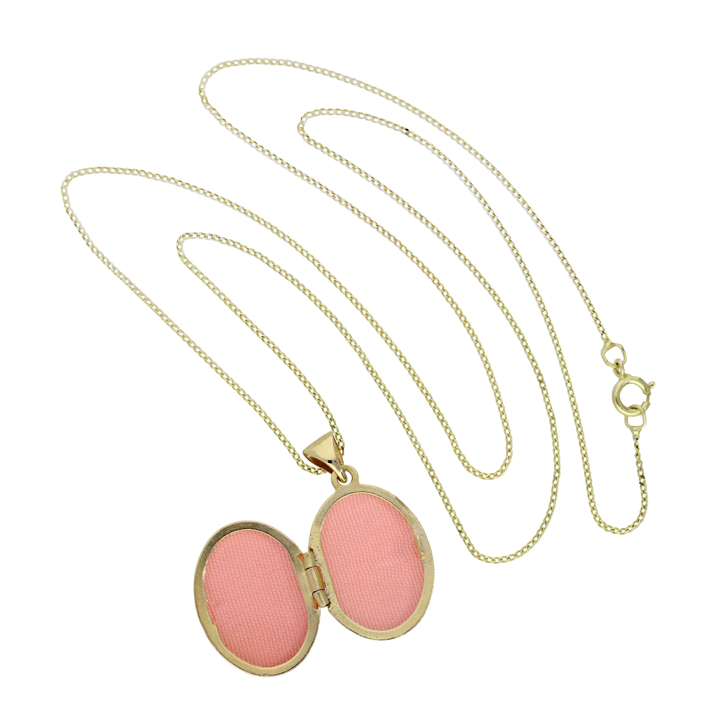 9ct Gold Oval Mum Locket with White Gold Design on Chain 16 - 18 Inches - Image 4