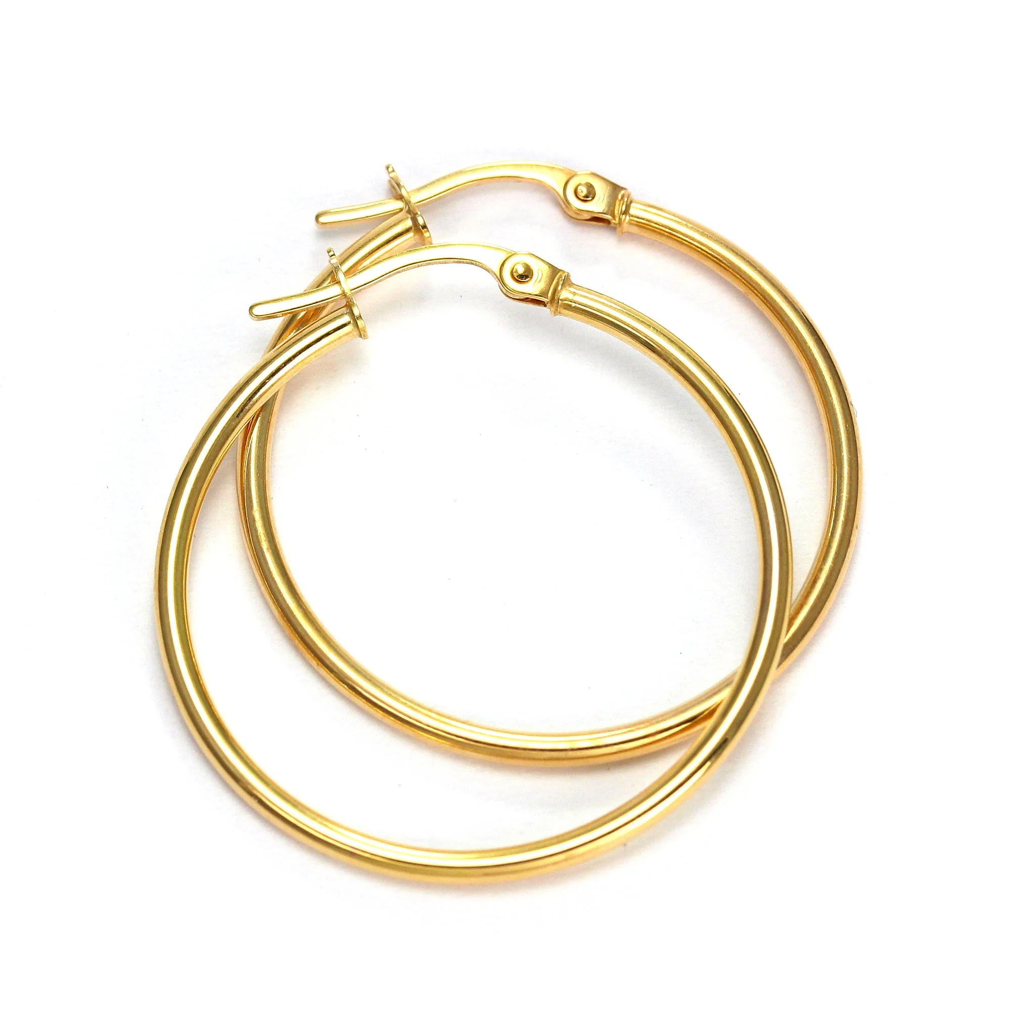 9ct Gold Snap Down Hoop Sleeper Earrings - 10mm - 24mm - Image 3
