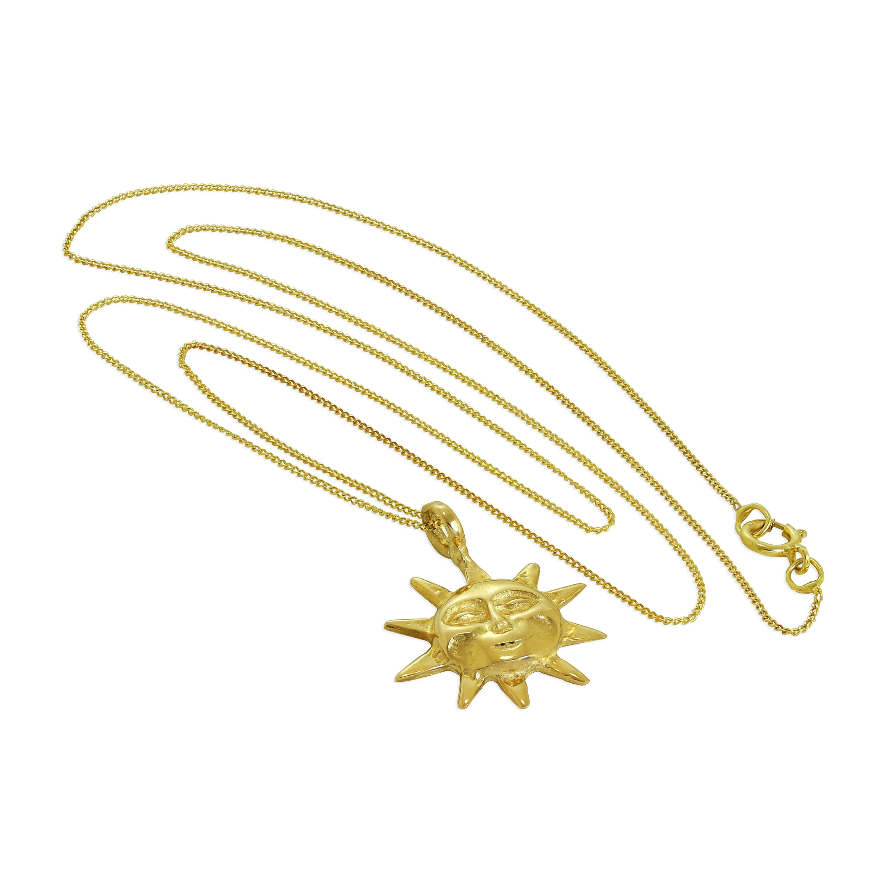 9ct Gold Sun Necklace - 18 Inch Chain - Image 3