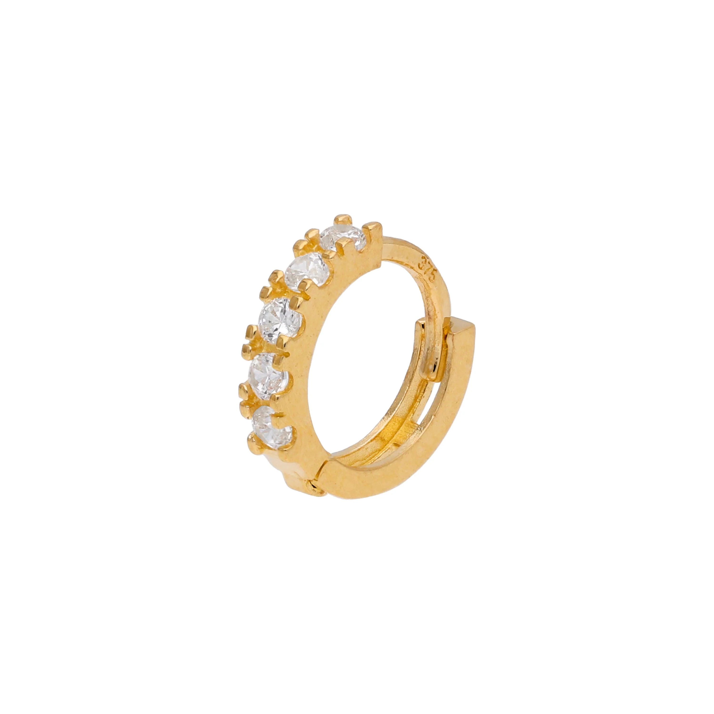 9ct Gold Tiny Pave CZ 8mm Helix Hoop 26Ga Piercing