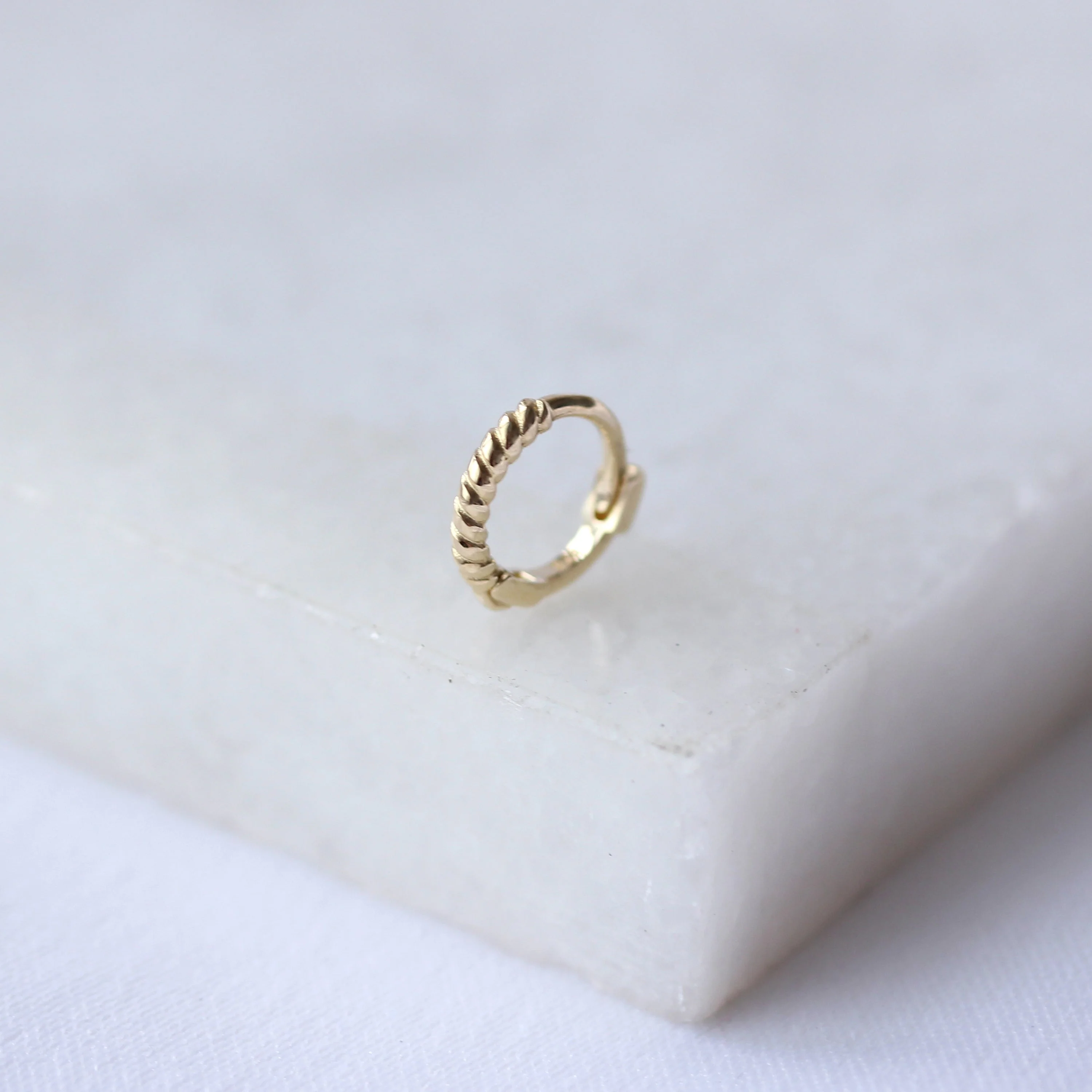 9ct Gold Tiny Twist Helix 7mm Hoop 26Ga Piercing - Image 3