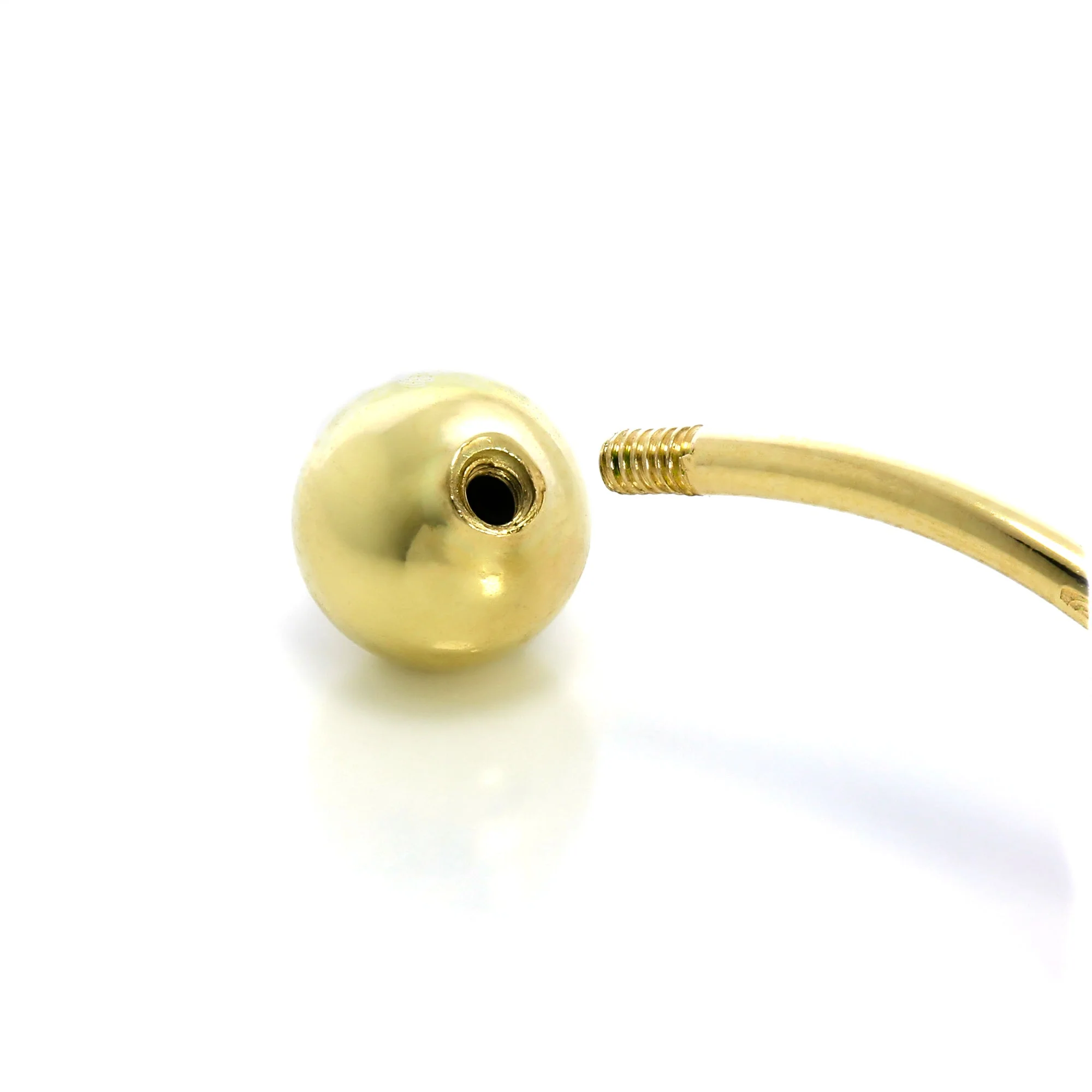 9ct Gold & Triple CZ Crystal Heart Ball End Belly Bar Piercing - Image 2