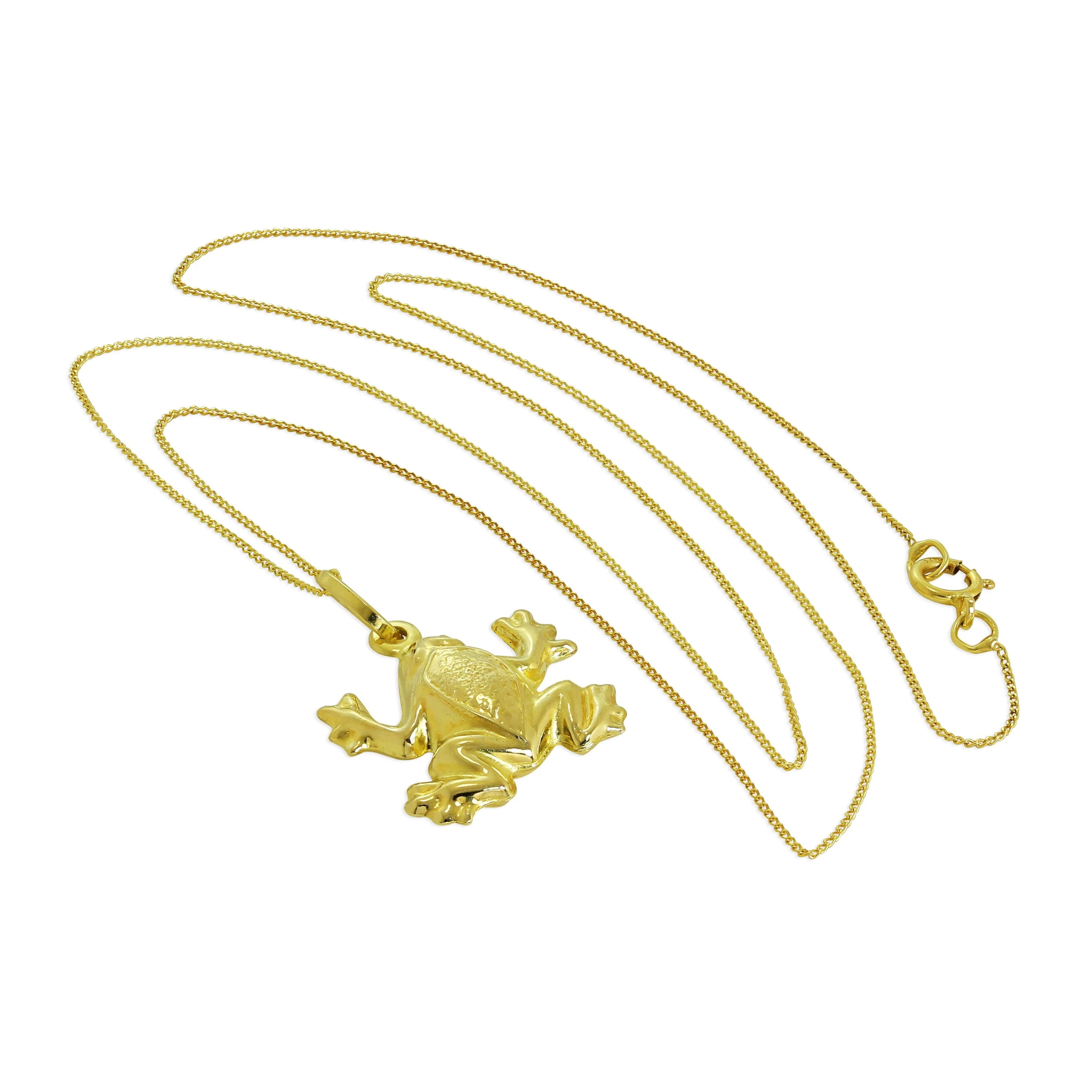 9ct Hollow Gold Frog Necklace - 18 Inch Chain - Image 3
