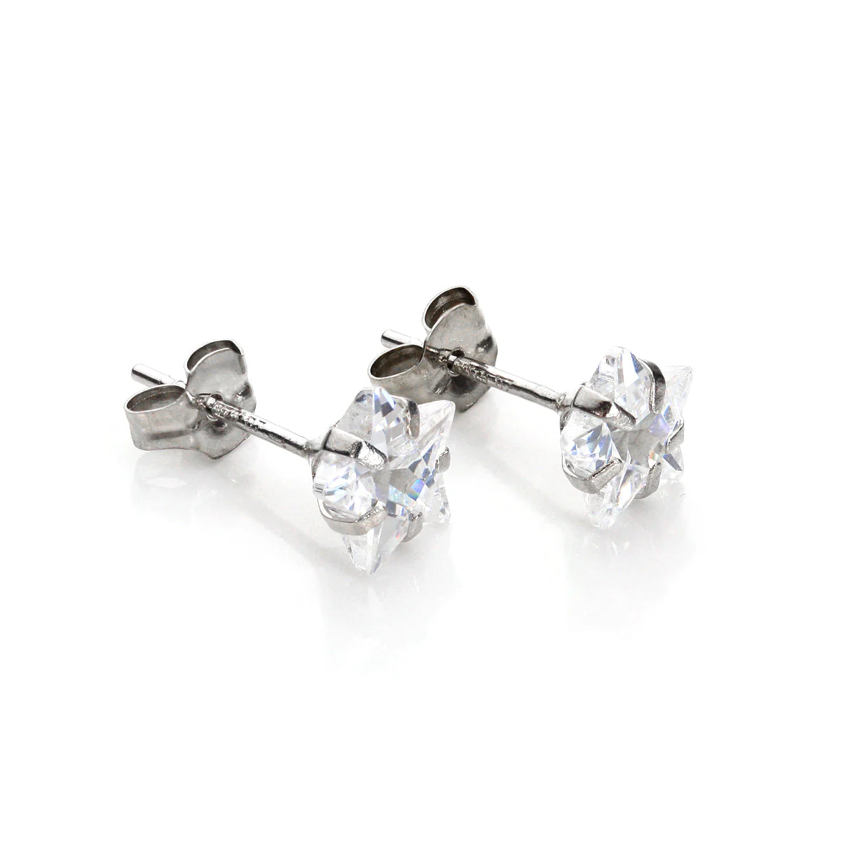 9ct White Gold 6mm Star Stud Earrings - Image 6