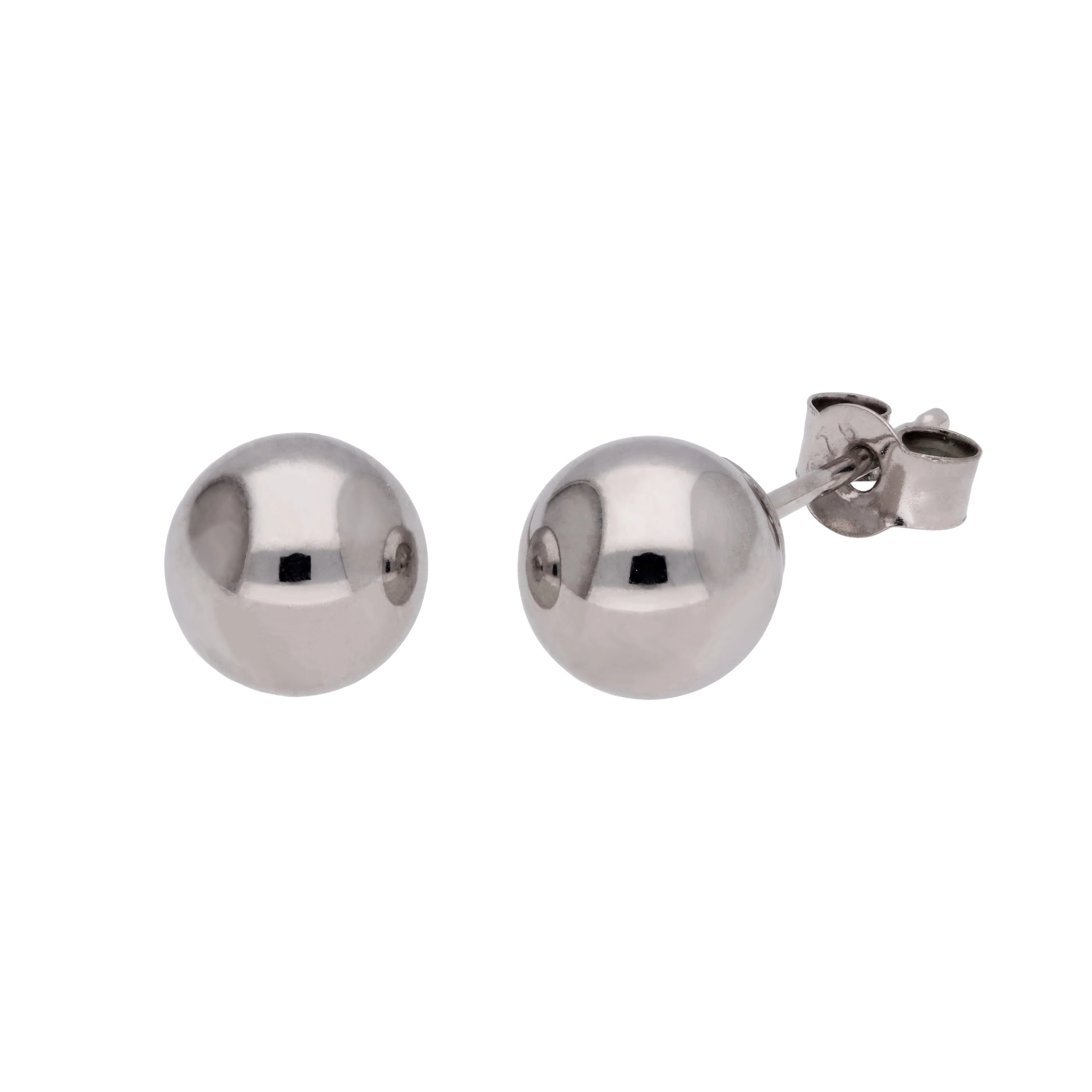 9ct White Gold Ball Stud Earrings - Image 4