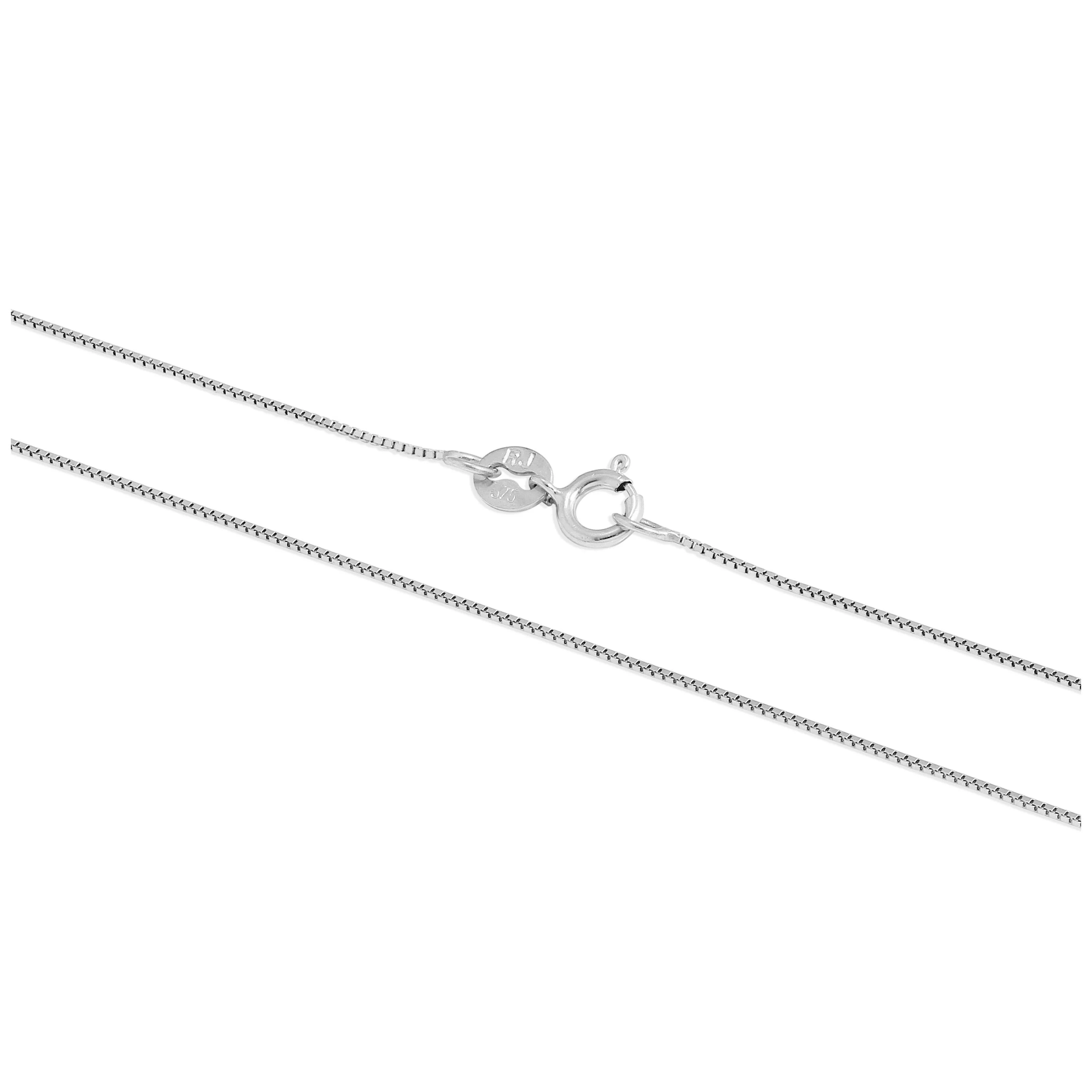 9ct White Gold Box Chain 16 - 22 Inches