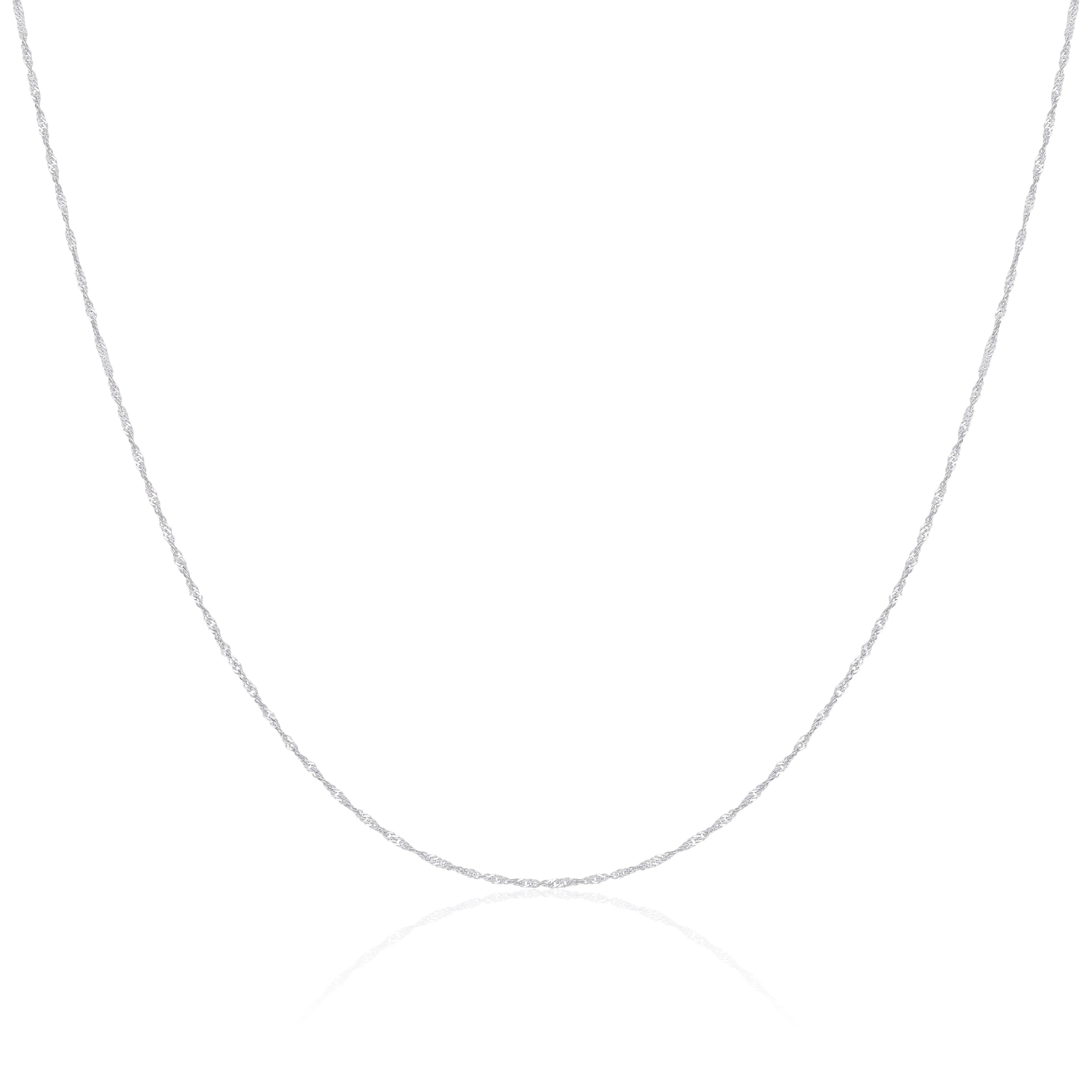9ct White Gold Singapore Chain 16 - 22 Inches