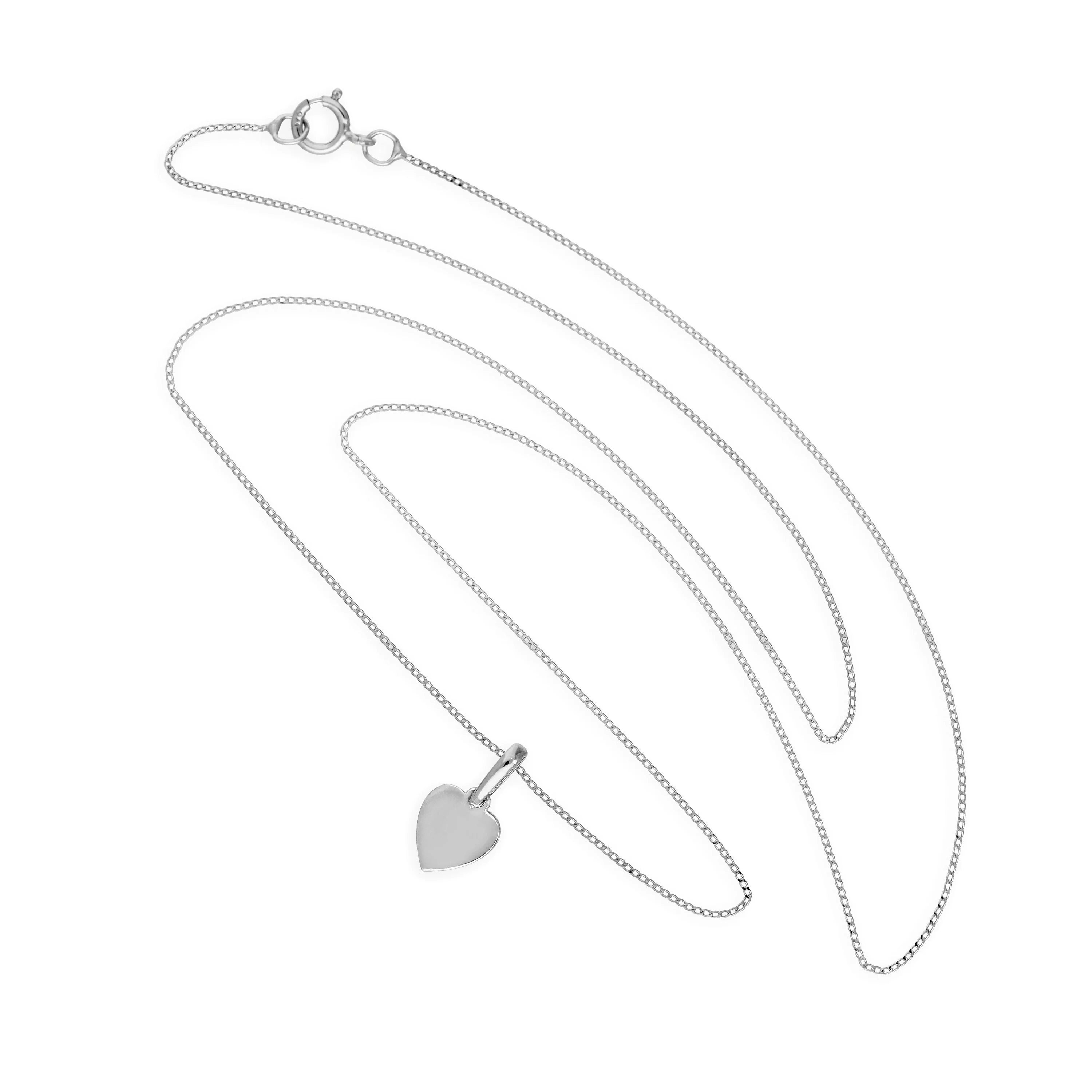9ct White Gold Small Engravable Heart Pendant Necklace 16 - 20 Inches - Image 2