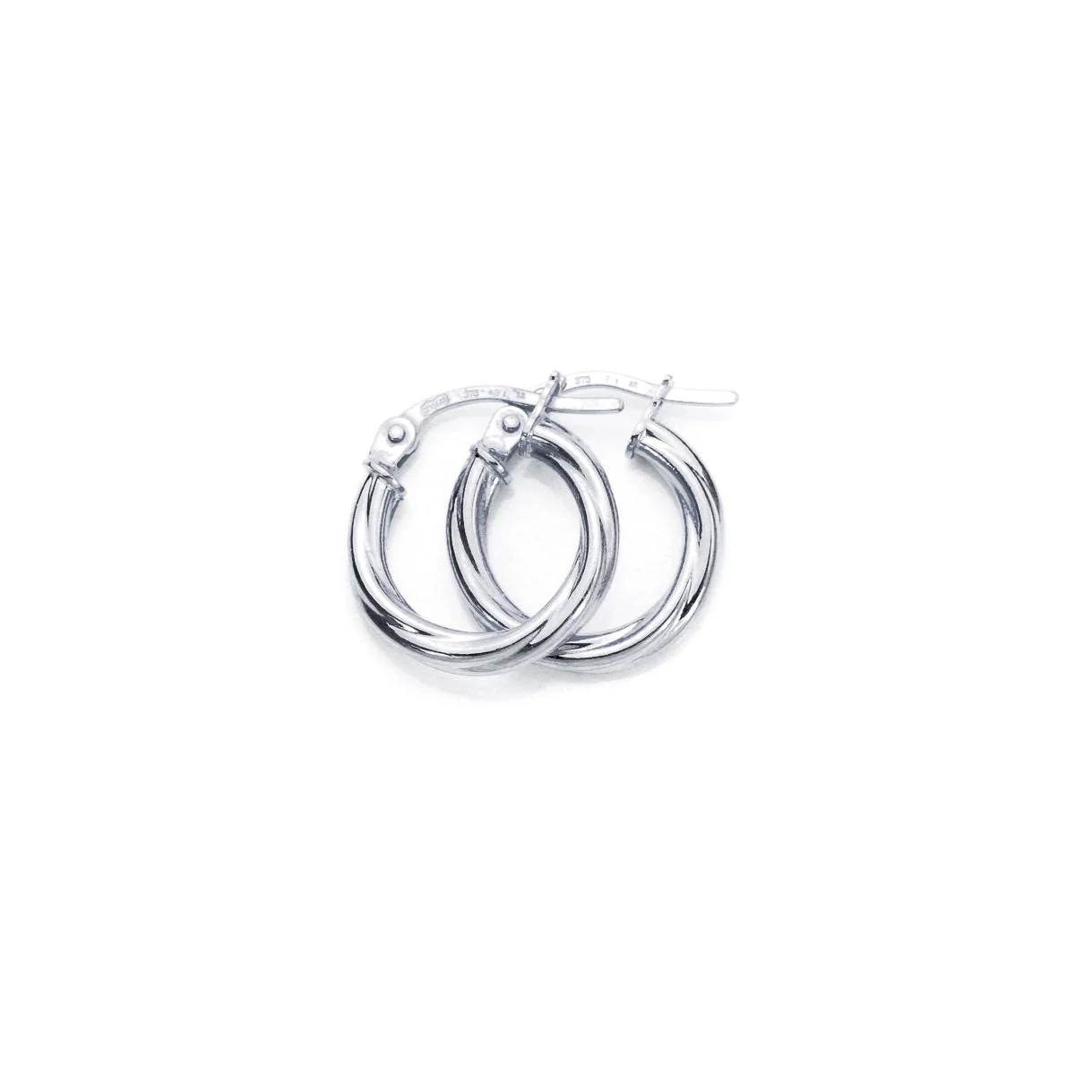 9ct White Gold Twisted 2mm Creole Earrings - Image 3