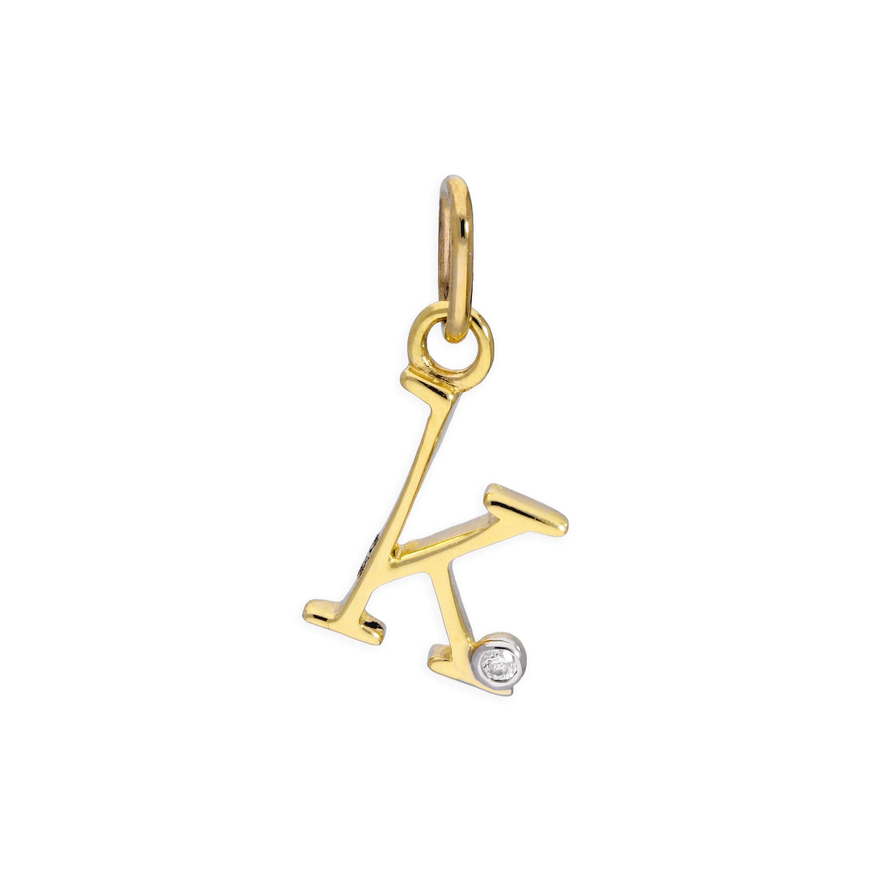 9ct Yellow Gold 0.4pts Diamond Alphabet Letter Pendant A - Z - Image 4