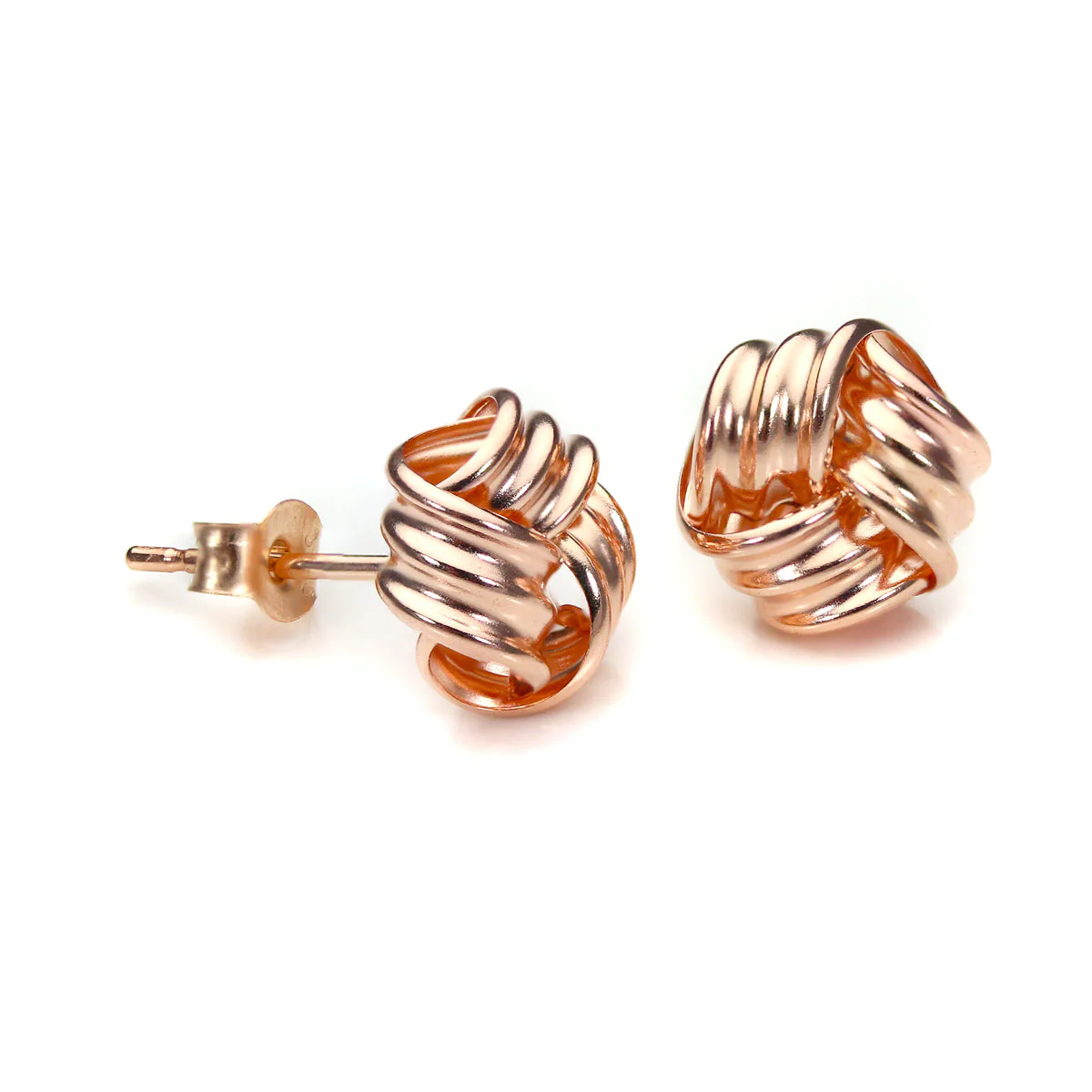 9ct Yellow Gold 8mm Knot Stud Earrings - Image 5