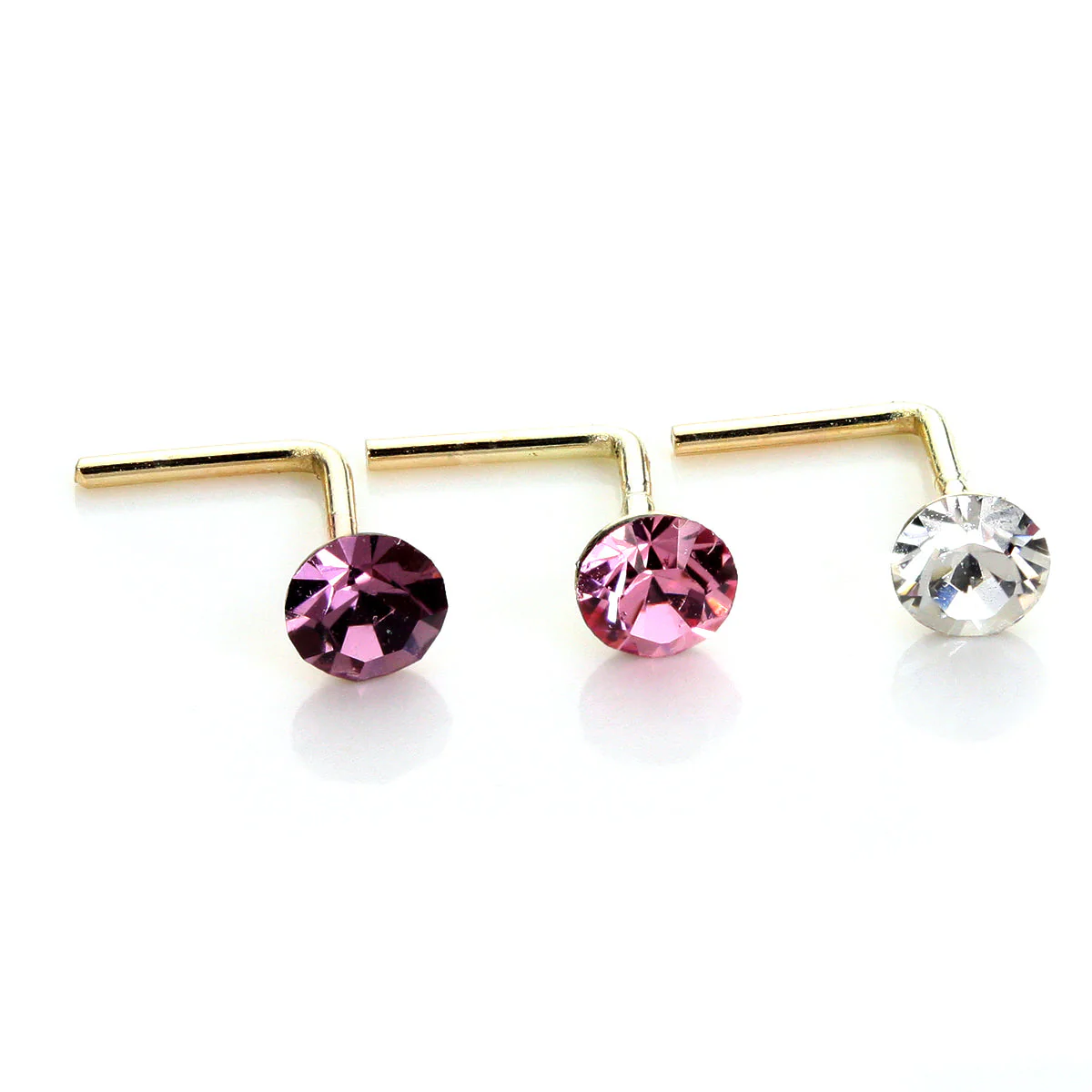 9ct Yellow Gold Crystal 2.8mm Round Nose Stud - Image 14