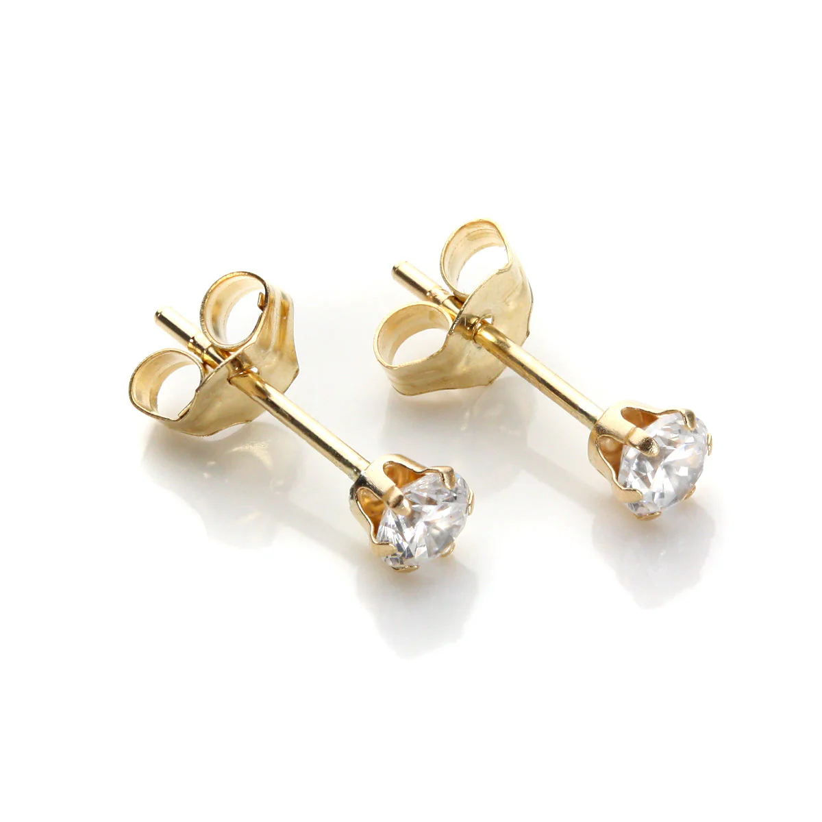 9ct Yellow Gold Crystal 3mm Round Stud Earrings - Image 9