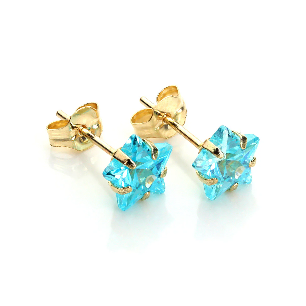9ct Yellow Gold Crystal 6mm Star Stud Earrings - Image 2