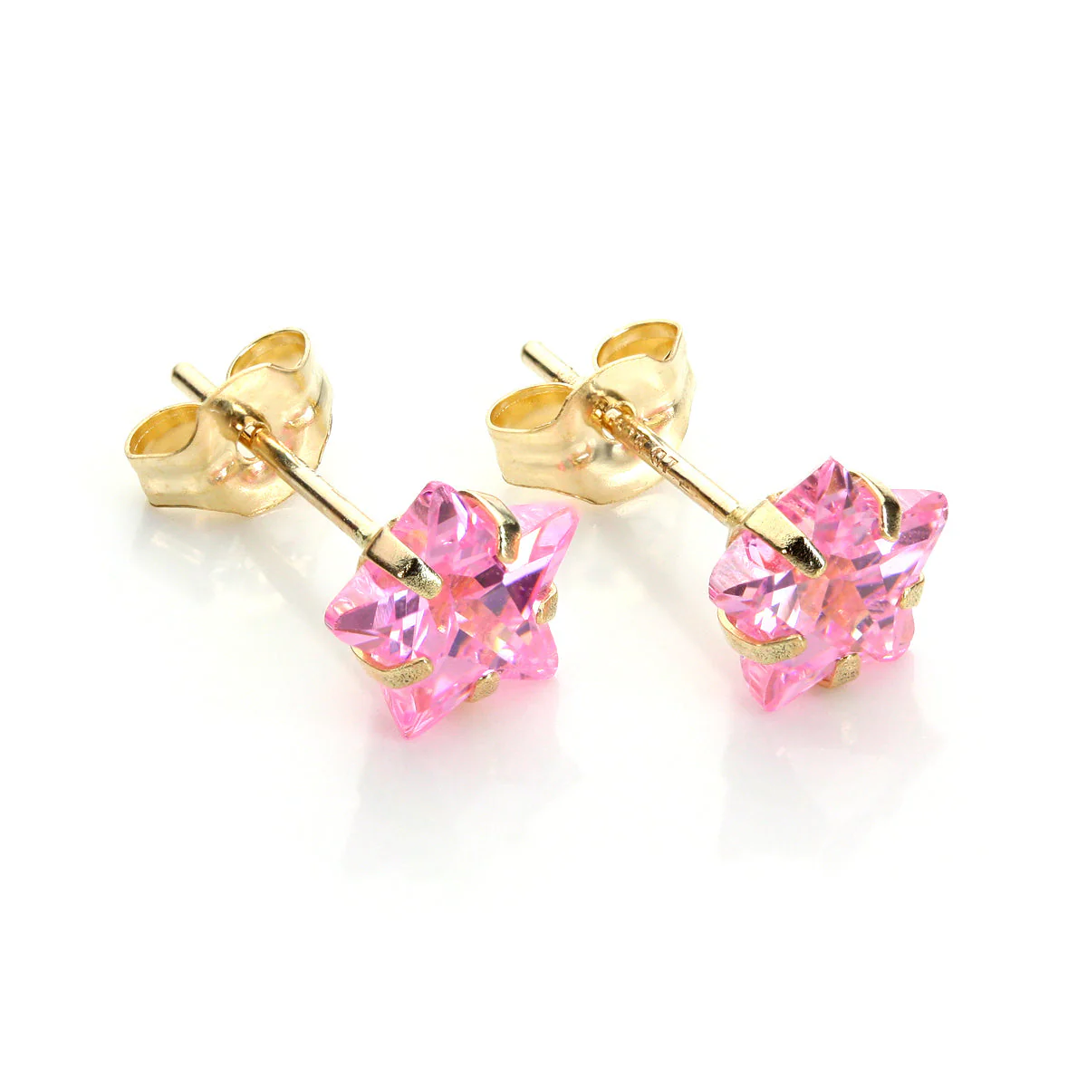 9ct Yellow Gold Crystal 6mm Star Stud Earrings - Image 3
